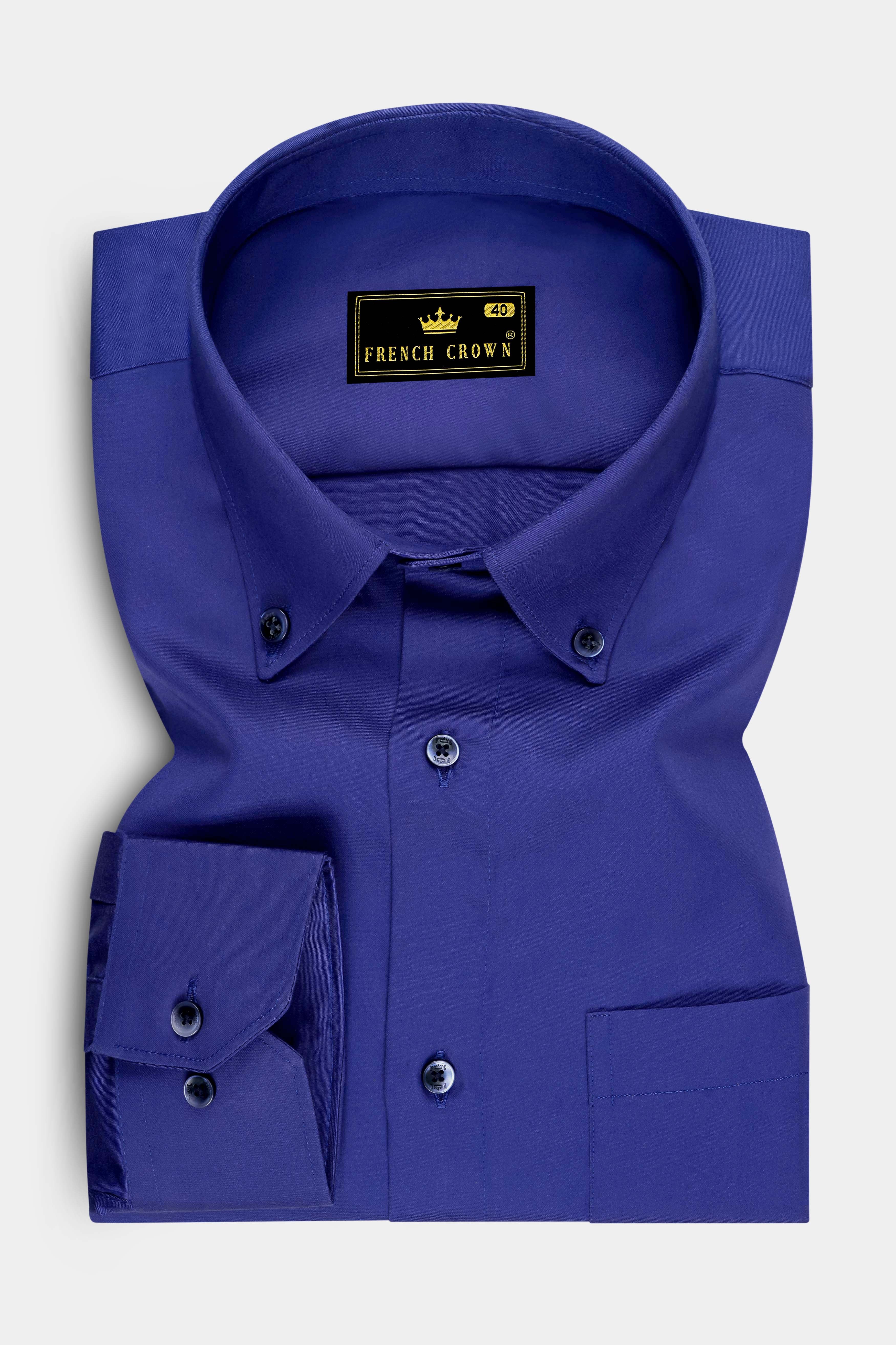Cielo-Jacarta Blue Subtle Sheen Super Soft Premium Cotton Dress Shirt