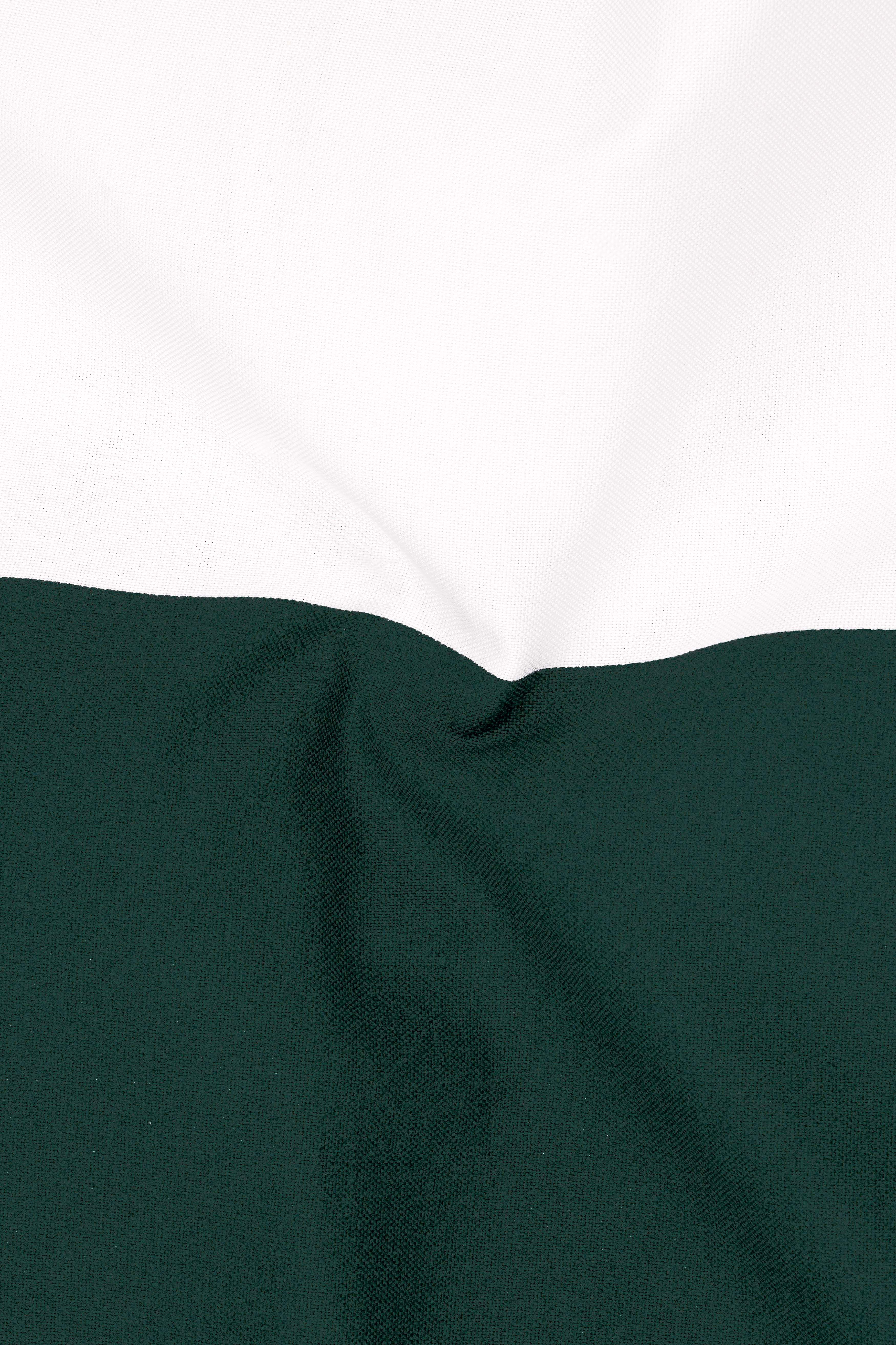 Clario-Bright White And Phthalo Green Striped Oxford Premium Cotton Casual Shirt