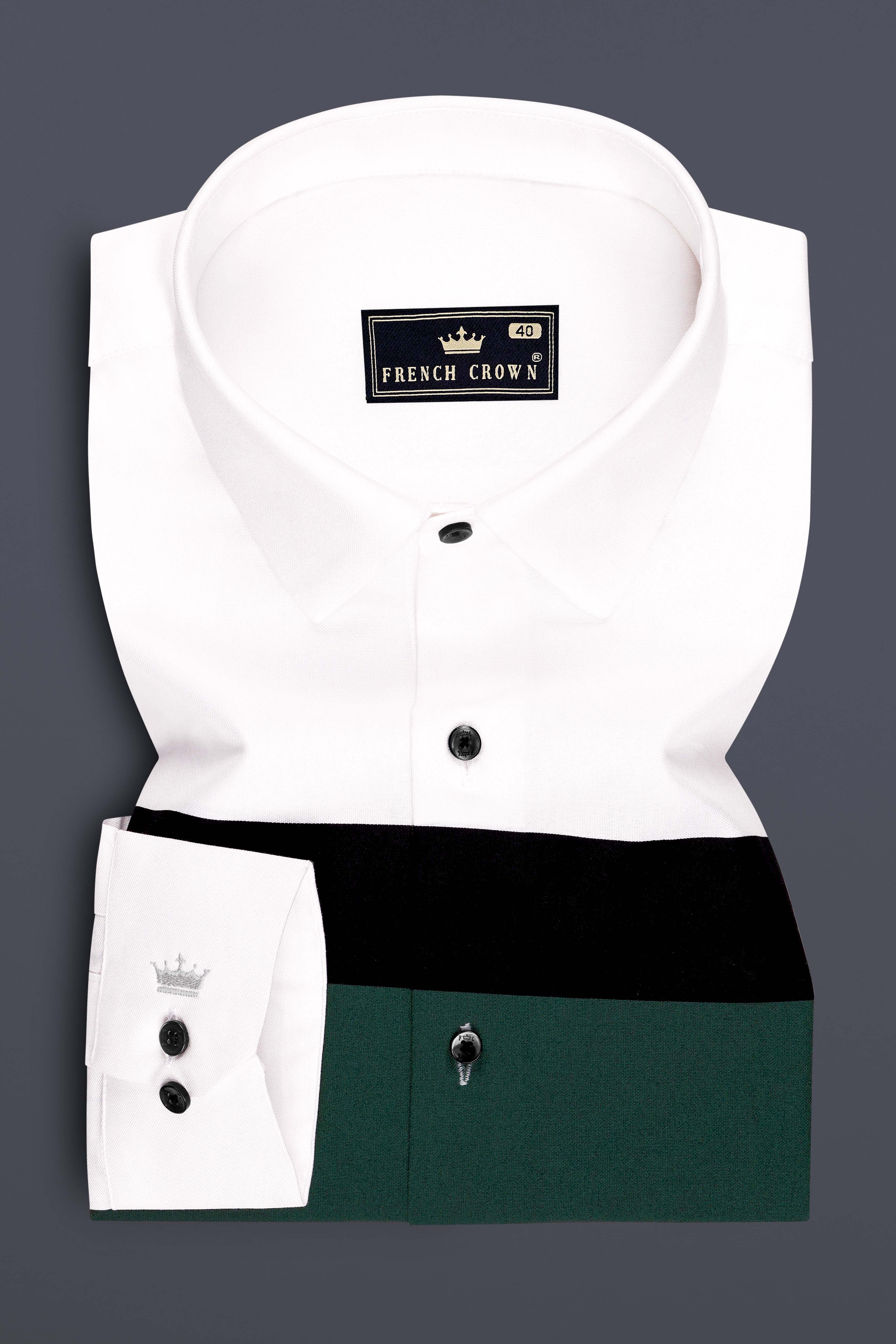 Clario-Bright White And Phthalo Green Striped Oxford Premium Cotton Casual Shirt