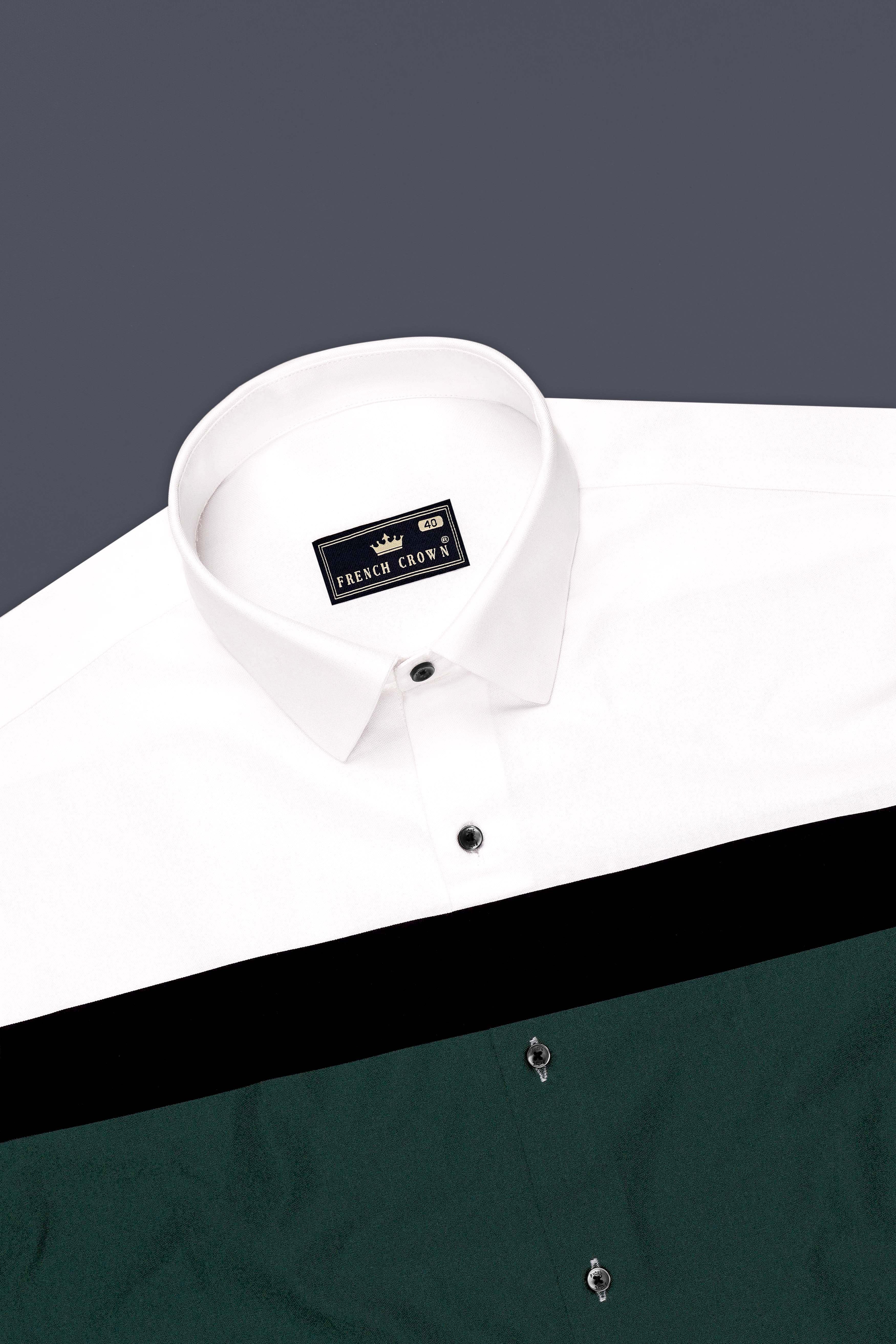 Clario-Bright White And Phthalo Green Striped Oxford Premium Cotton Casual Shirt