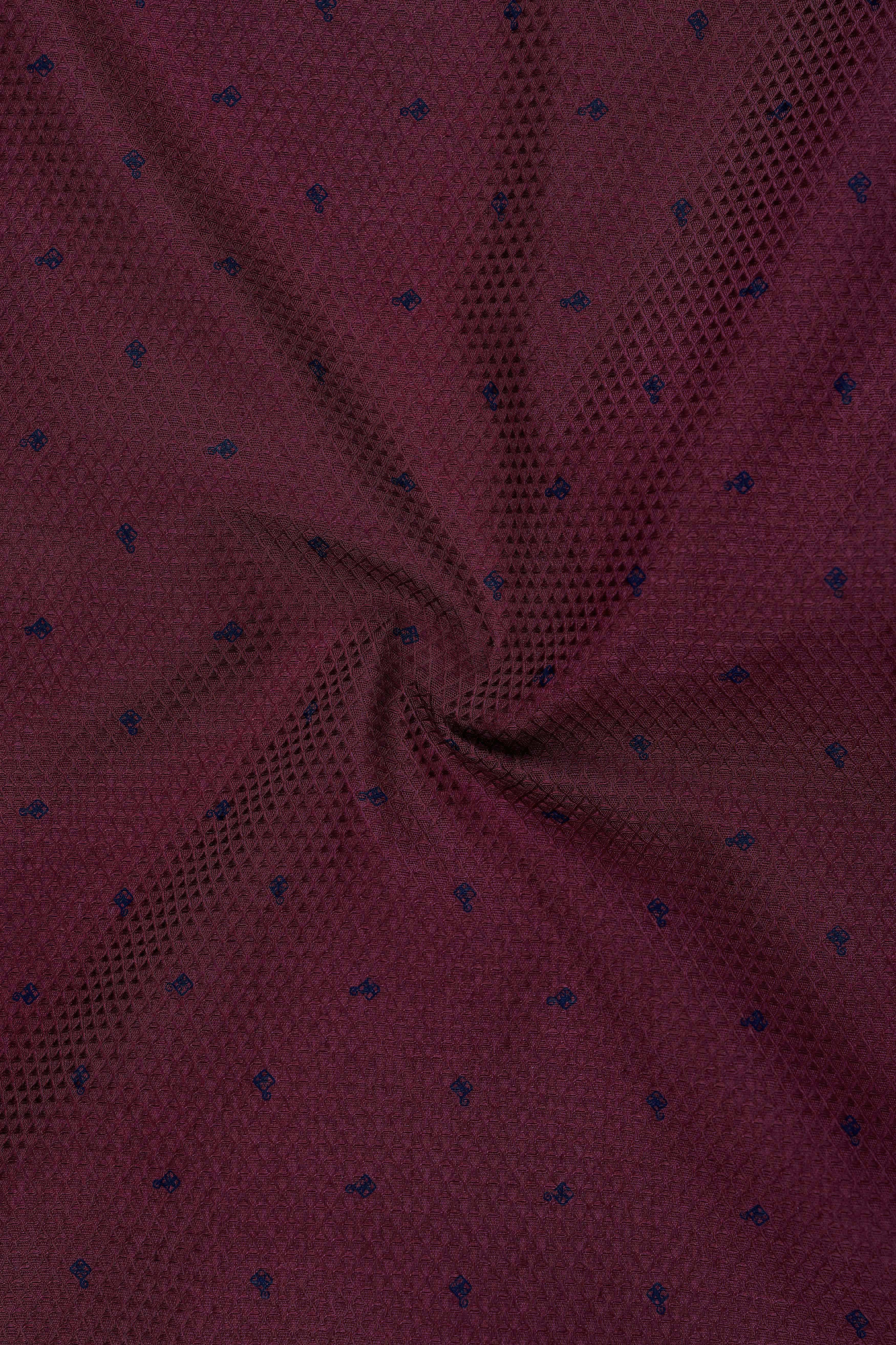 Ember-oak Maroon Dobby Textured Premium Giza Cotton Dress Shirt