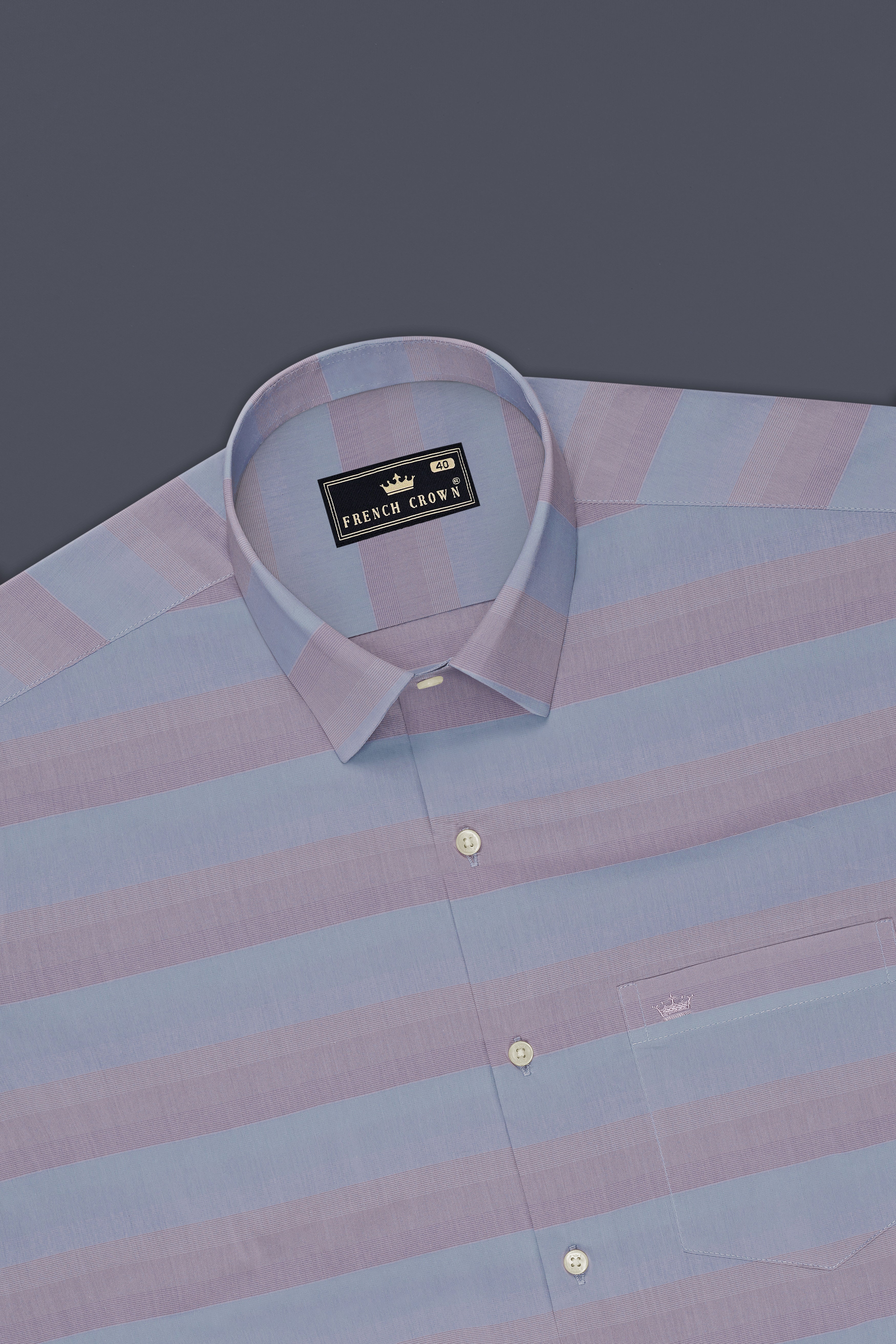 Aether-Mountbatten Pink And Faded Blue Striped Light Weight Super Soft Premium Cotton Casual Designer Shirt