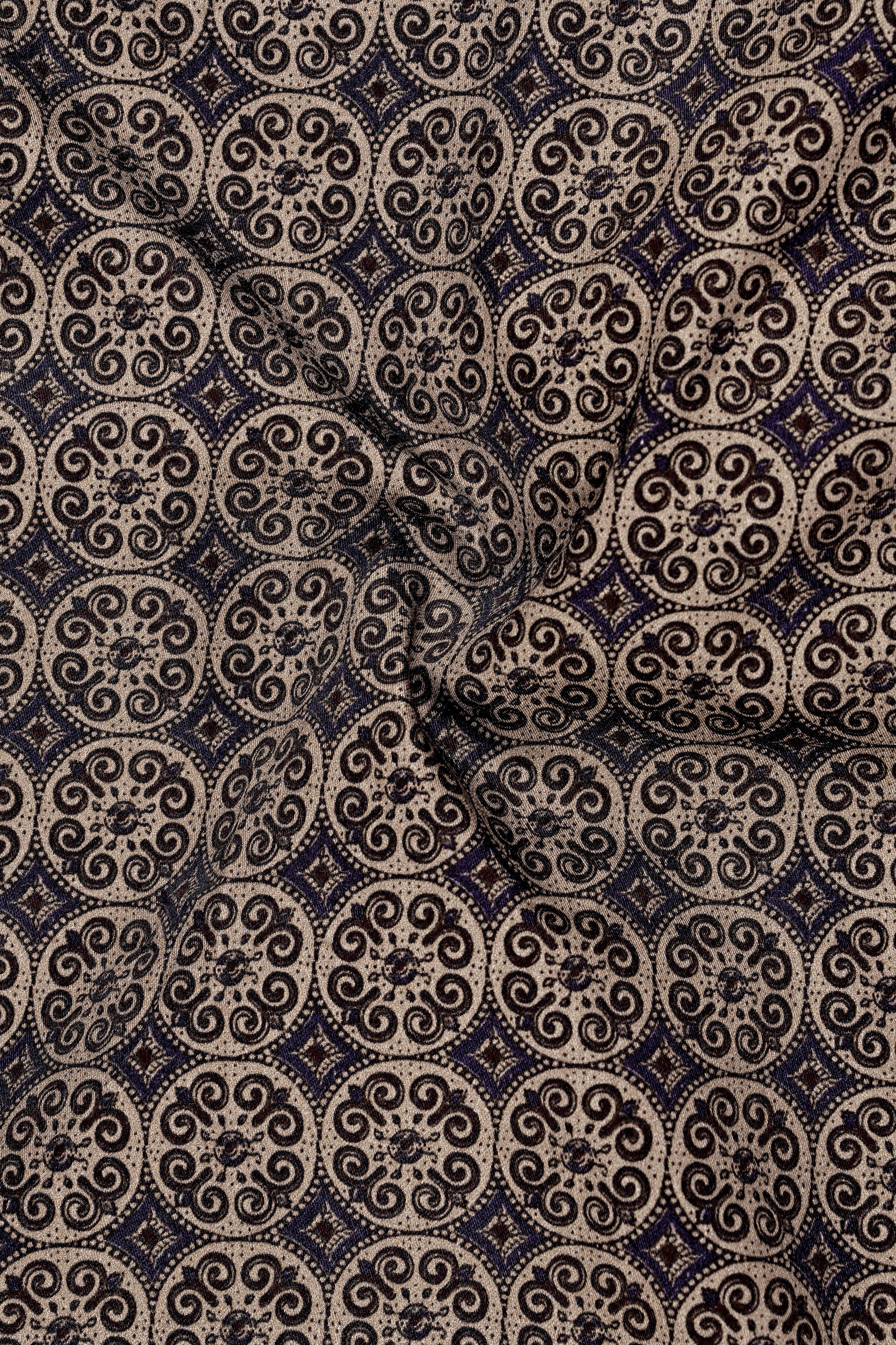 Regalia-Iridium Brown And Malta Cream Royal Medallion Printed Subtle Sheen Super Soft Premium Cotton Casual Shirt