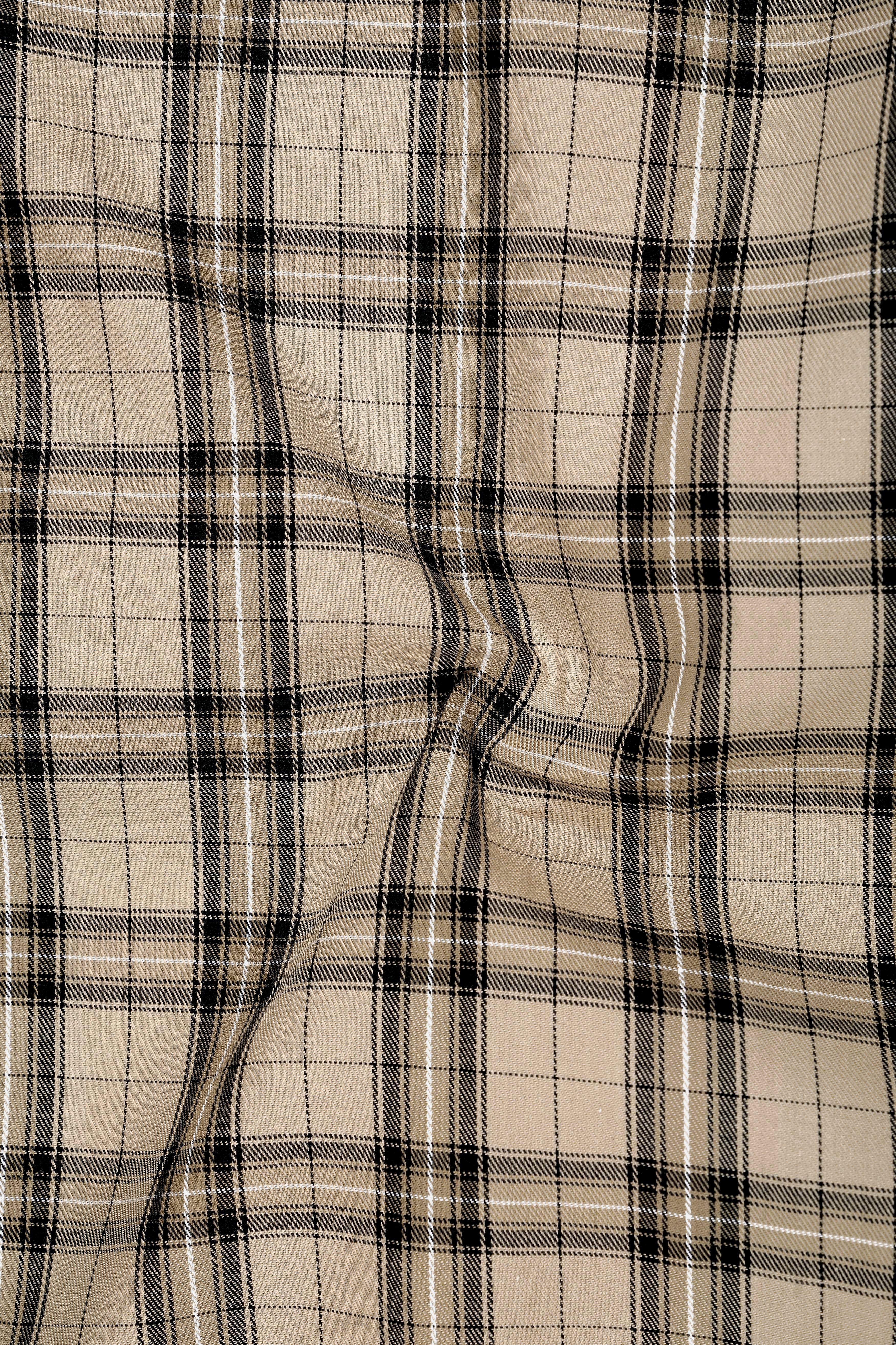 Oasis-Rodeo Dust Cream Plaid Twill Premium Cotton Semi Formal Shirt