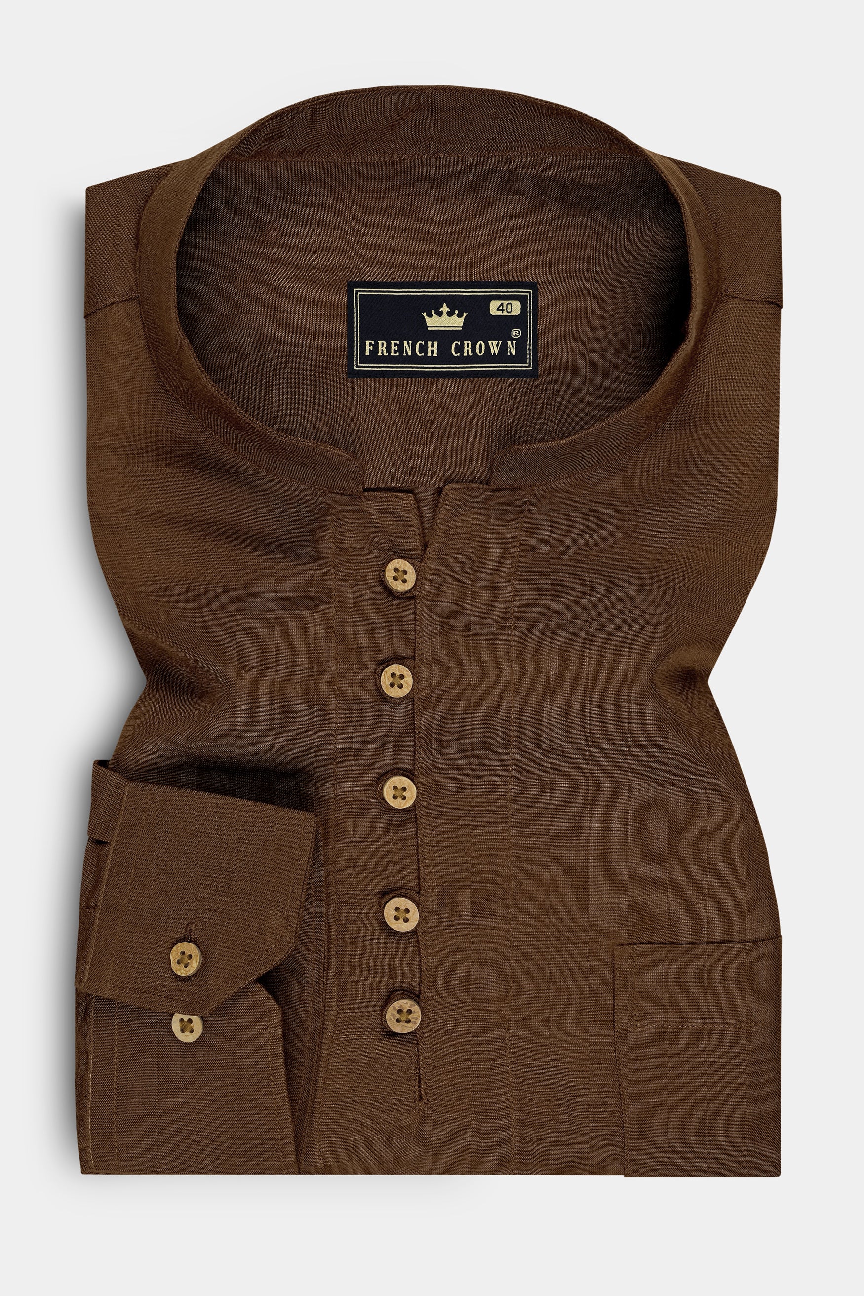 Terra-Derby Brown Luxurious Linen Casual Kurta Shirt