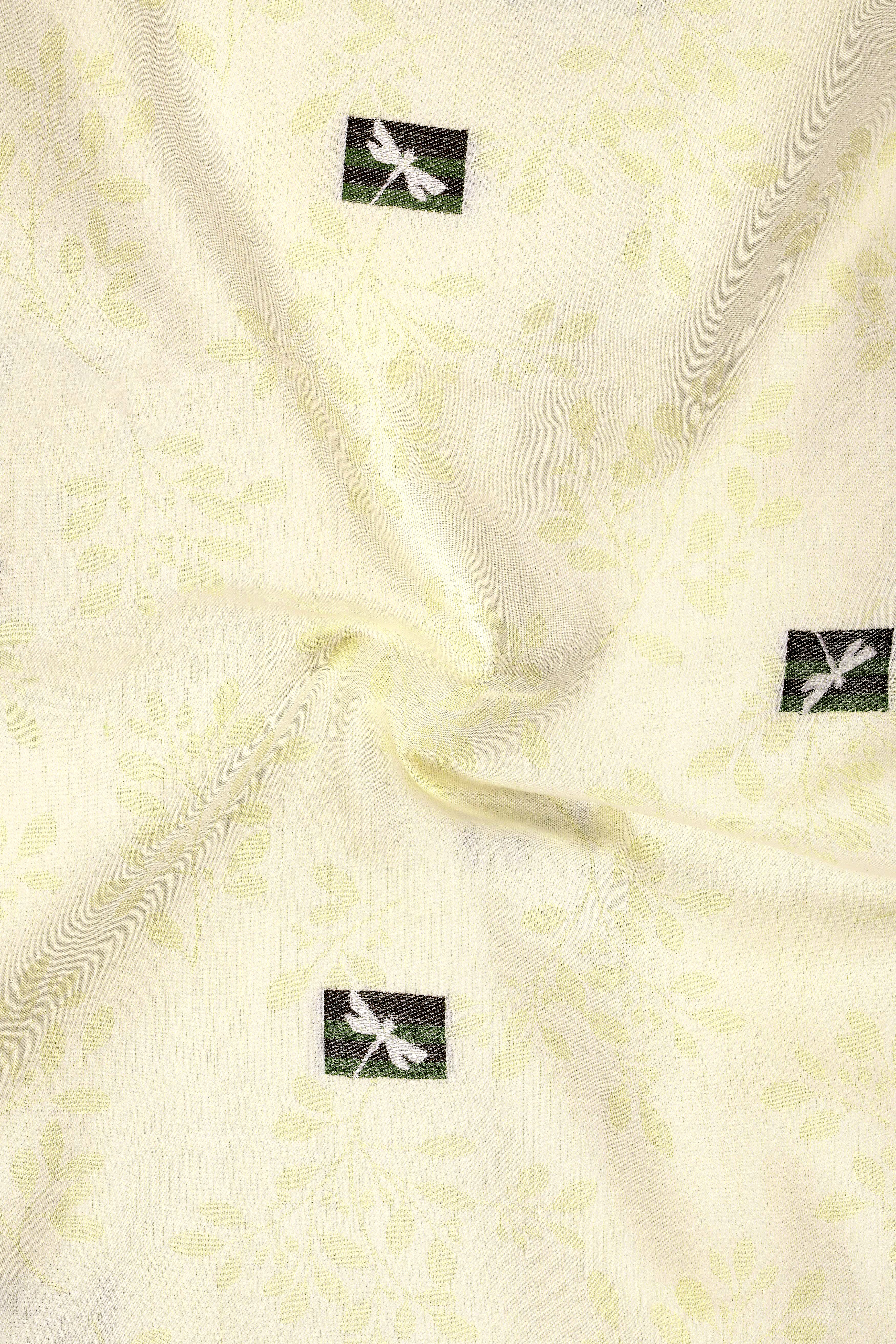 Veloro-Colonial Yellow Jacquard Textured Premium Cotton Dress Shirt