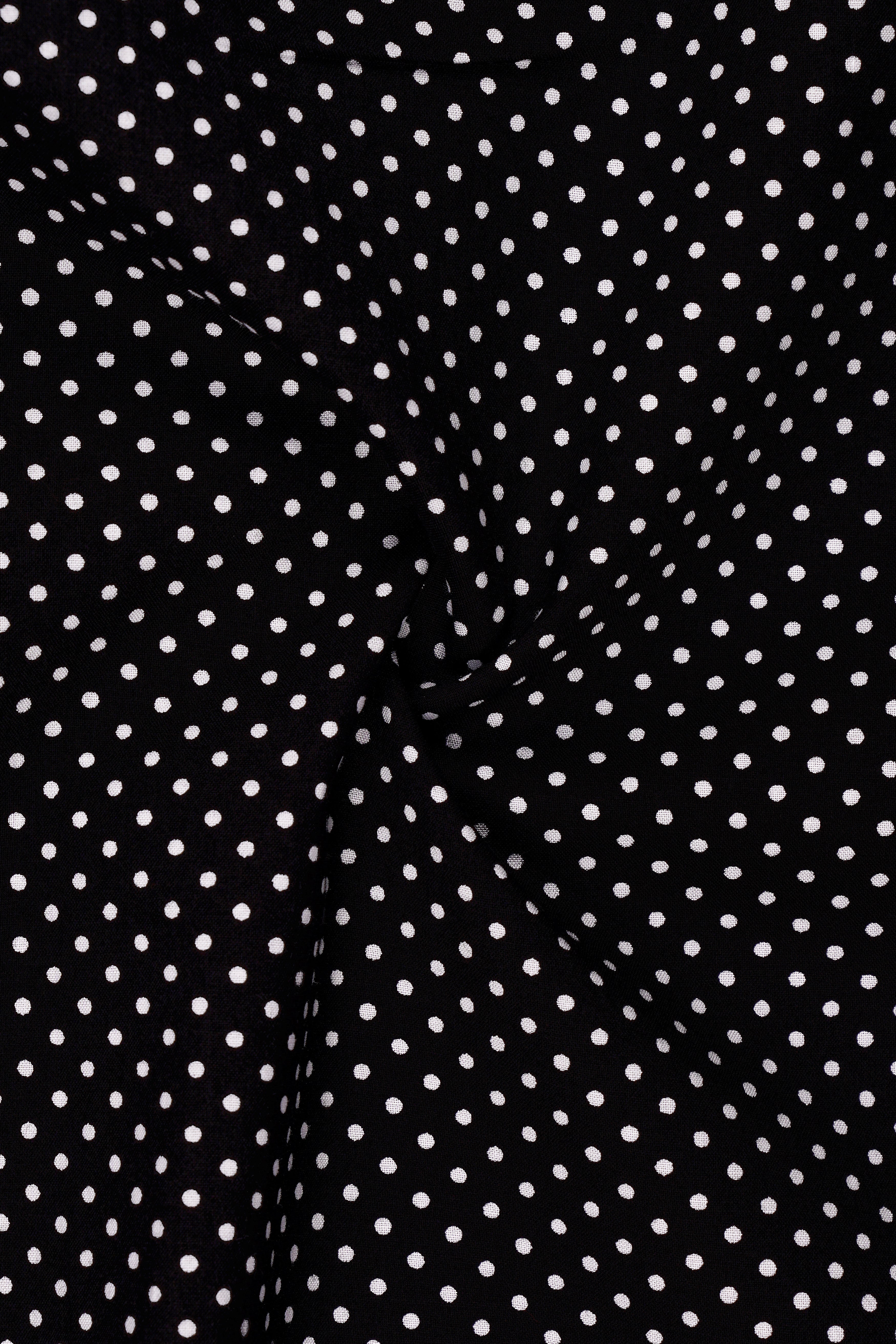 Eclat-Jade Black Micro Polka Dot Printed Subtle Sheen Super Soft Premium Cotton Dress Shirt