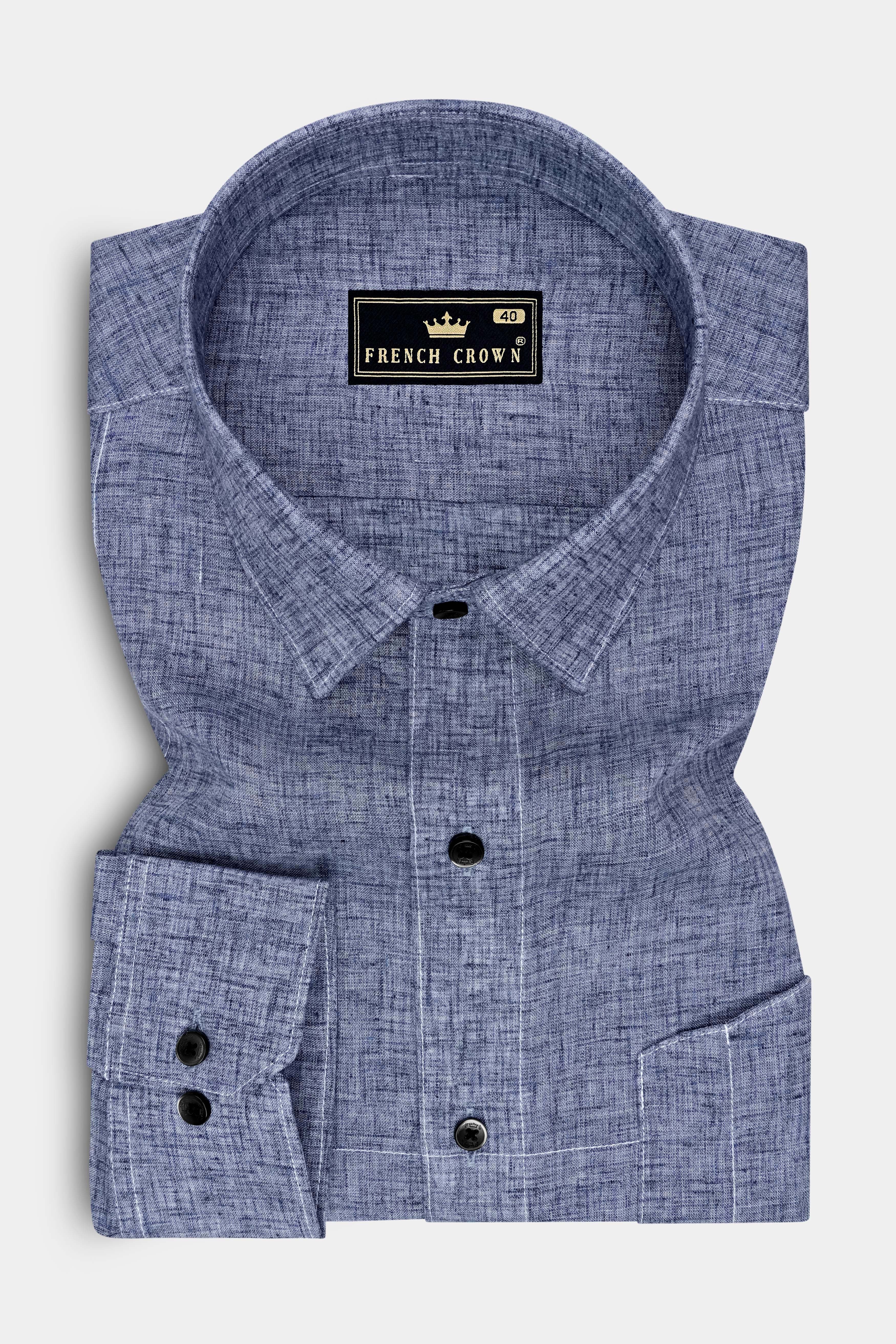 Velric-Regent Gray Textured Luxurious Linen Designer Casual Shirt