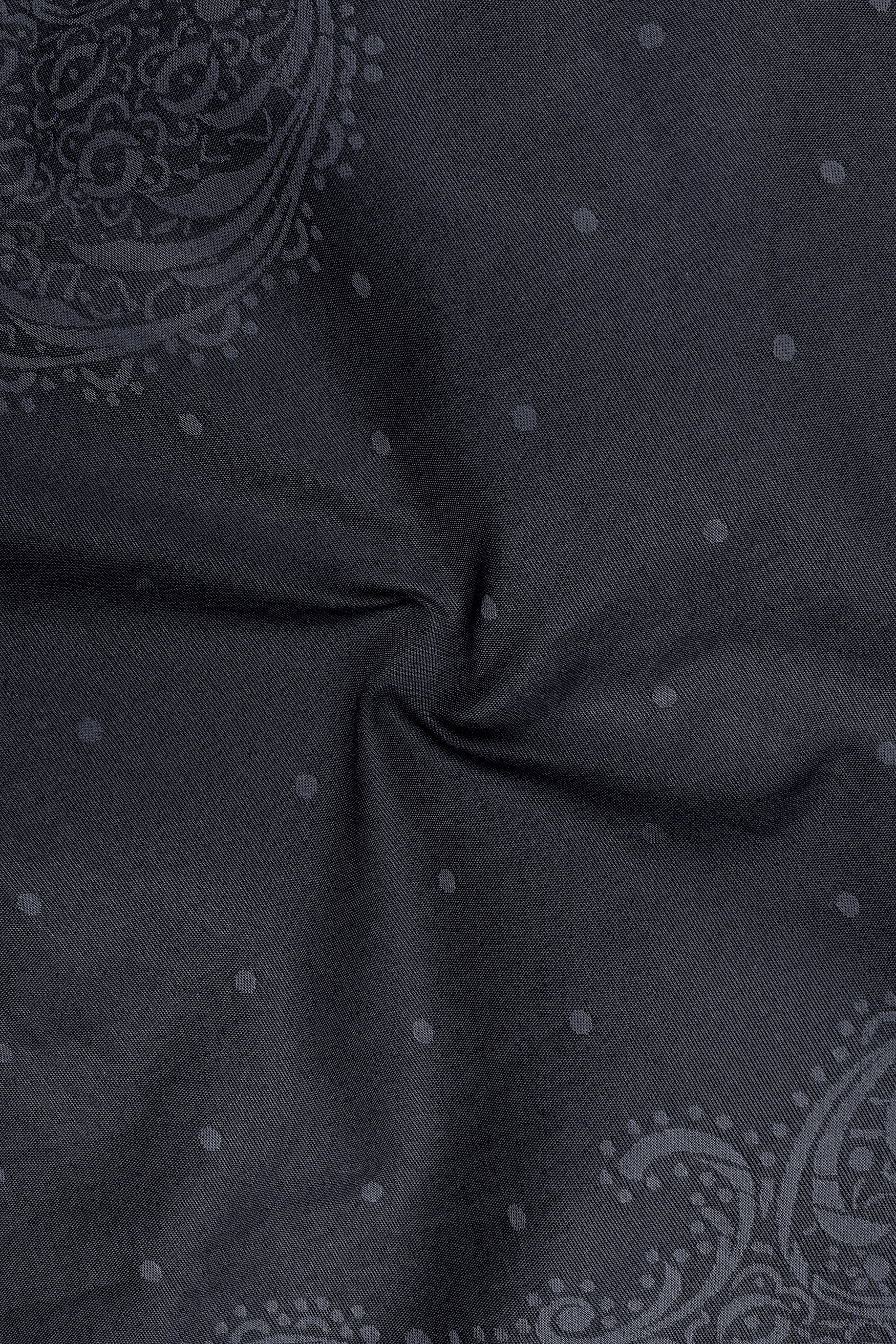 Eclipse-Onyx Gray Tonal Paisley Printed Jacquard Textured Premium Cotton Semi Formal Shirt