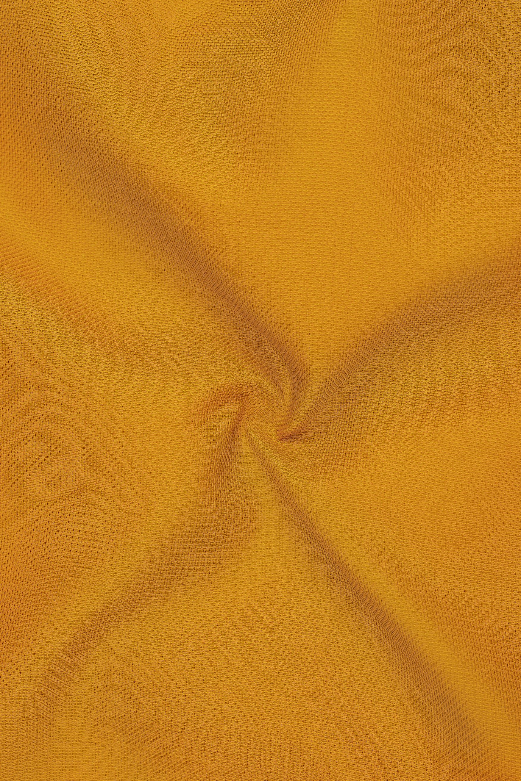 Soleil-Tahiti Yellow Dobby Textured Premium Giza Cotton Casual Shirt