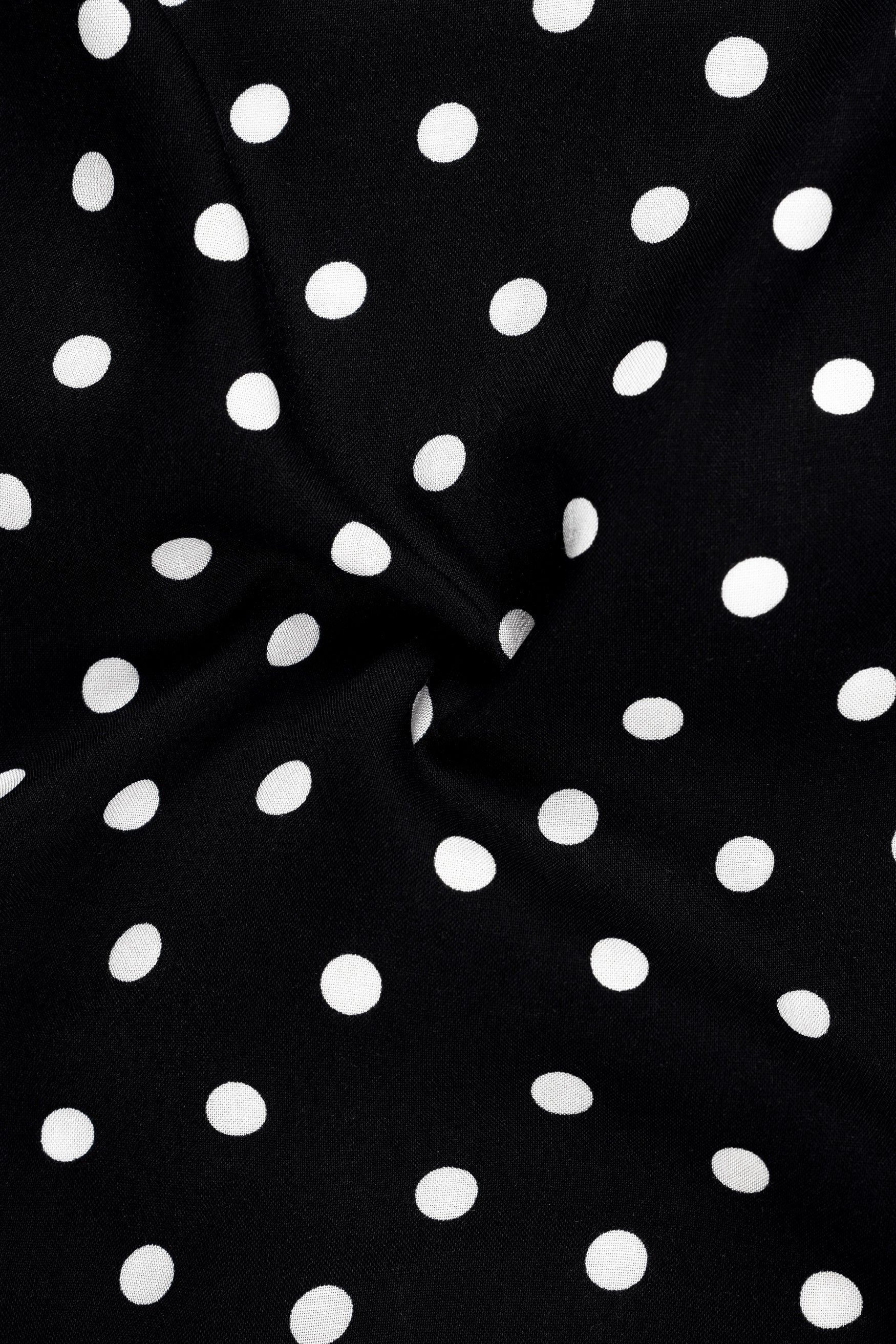 Lunair-Jade Black Polka Dots Printed Super Soft Tencel Casual Shirt
