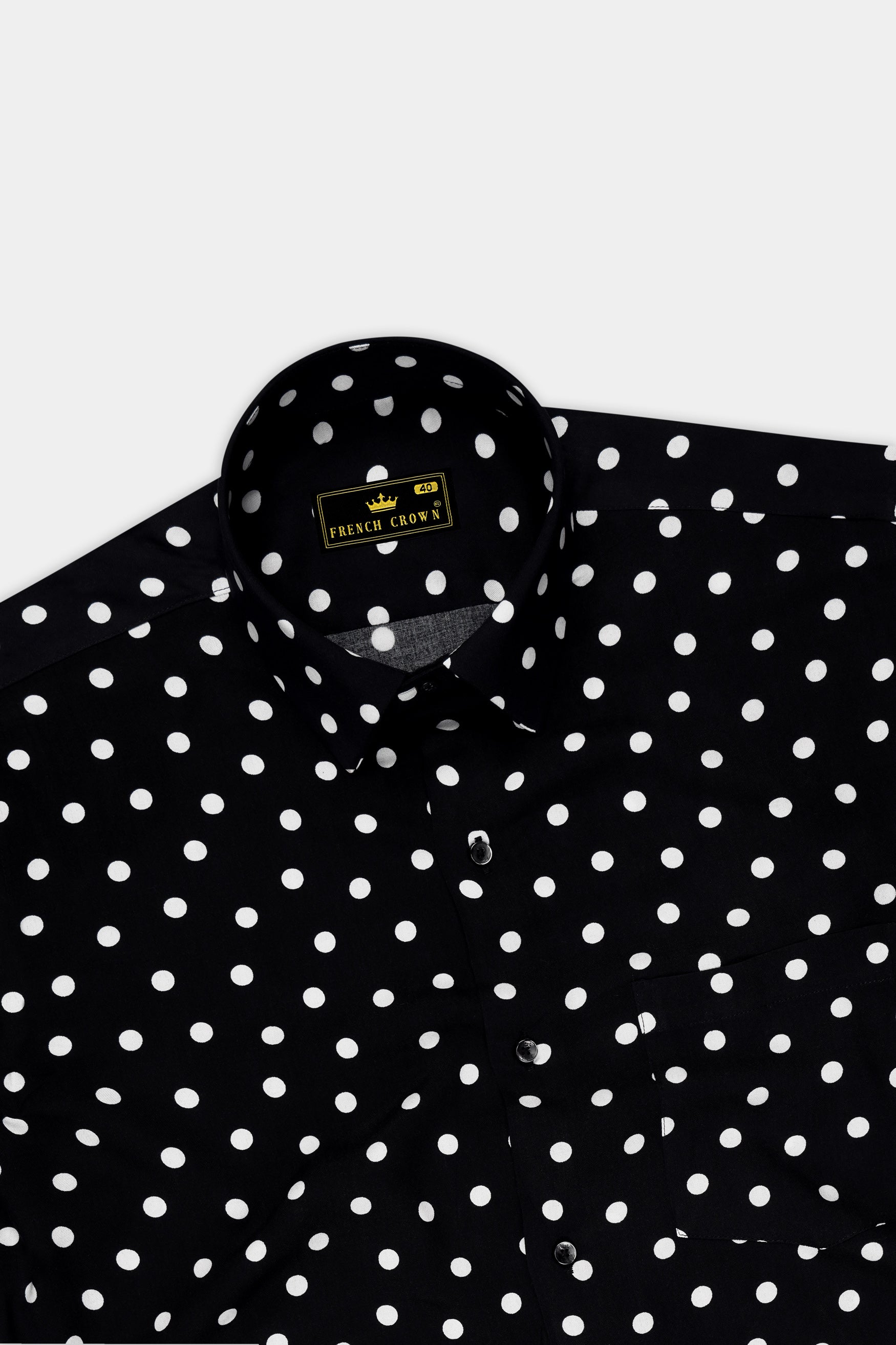 Lunair-Jade Black Polka Dots Printed Super Soft Tencel Casual Shirt