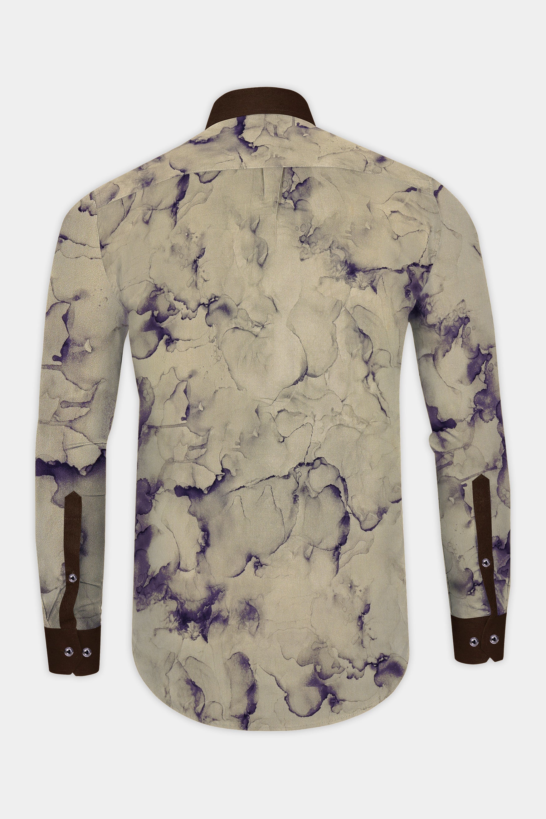 Bronivo-Gondola Brown And Tallow Cream Marble Printed Premium Cotton Designer Casual Shirt