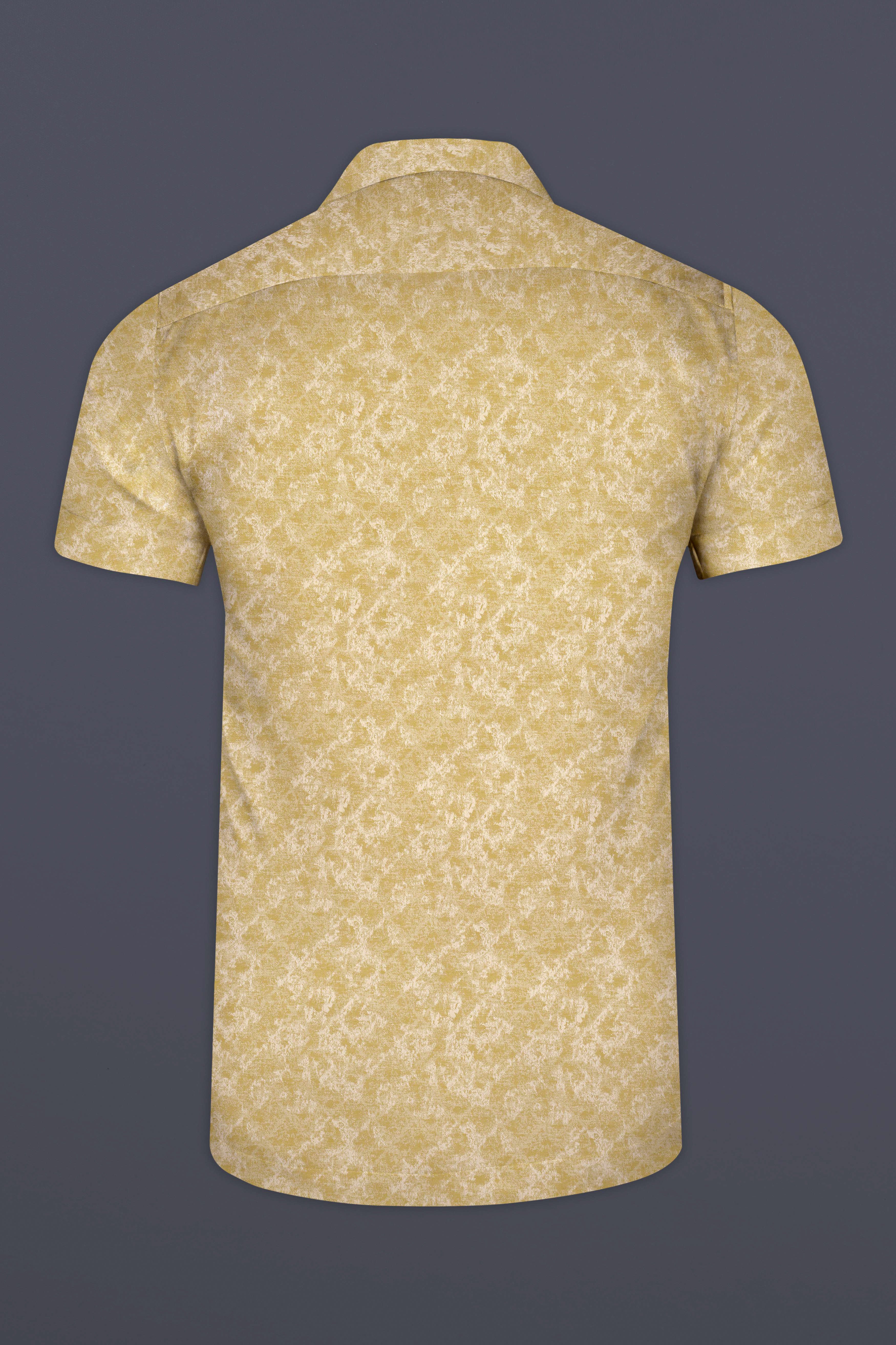 Soleil-Husk Yellow Vintage Jacquard Textured Premium Cotton Casual Shirt