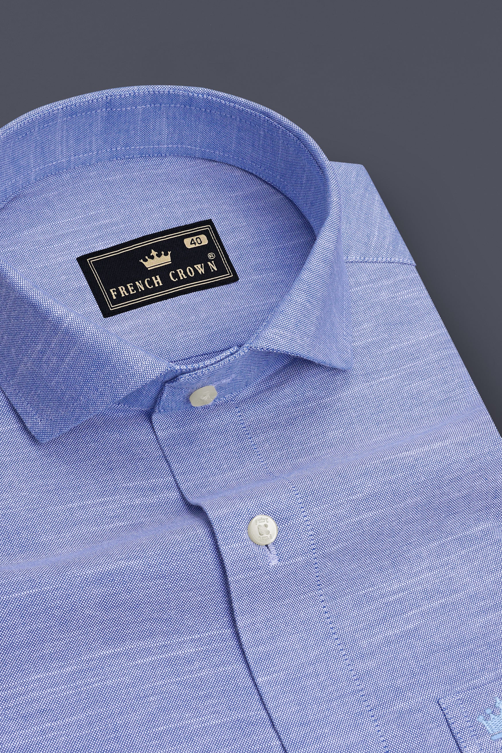Orvani-Chetwode Blue Textured Oxford Premium Cotton Dress Shirt