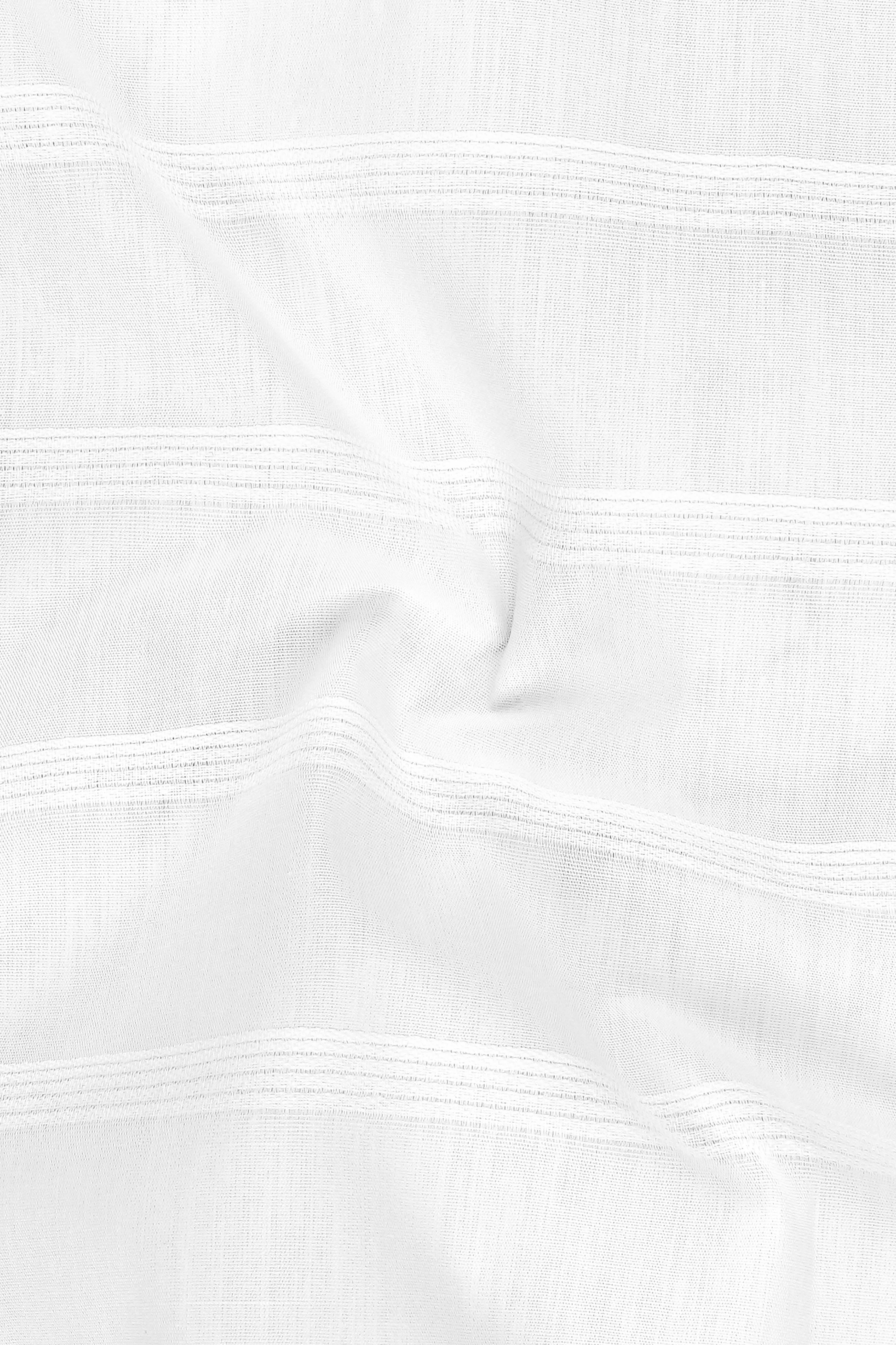 Vero-Bright White Striped Dobby Textured Premium Giza Cotton Casual Kurta Shirt