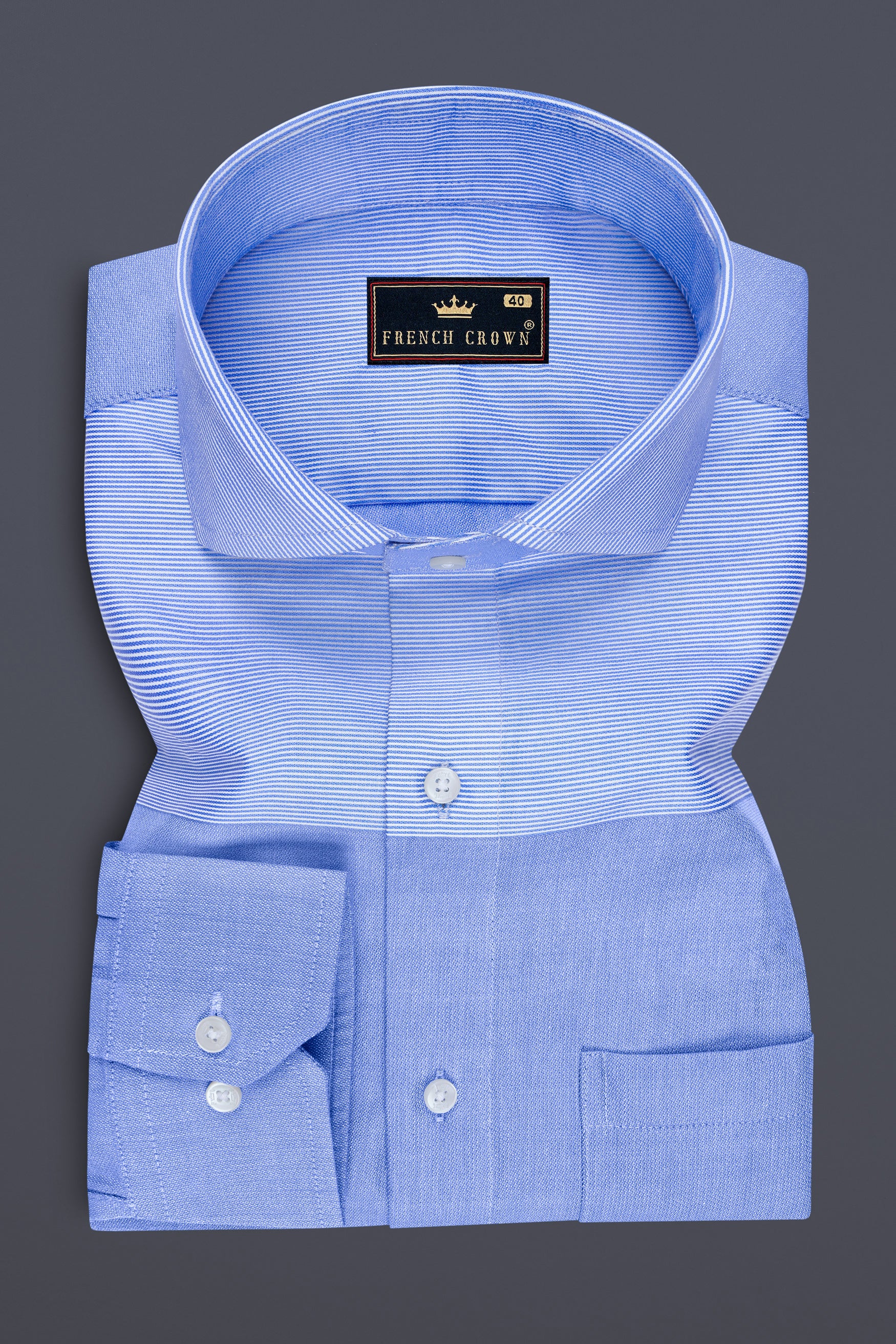 Ocevio-Perano Blue Striped Oxford Premium Cotton Dress Shirt