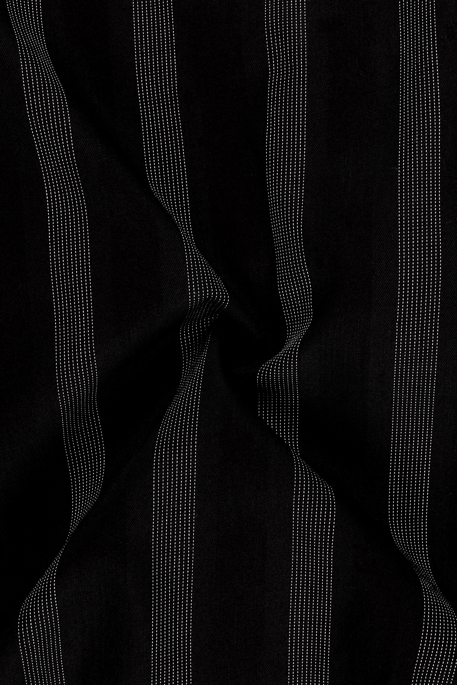 Zayrro-Jade Black Striped Dobby Textured Premium Giza Cotton Casual Shirt