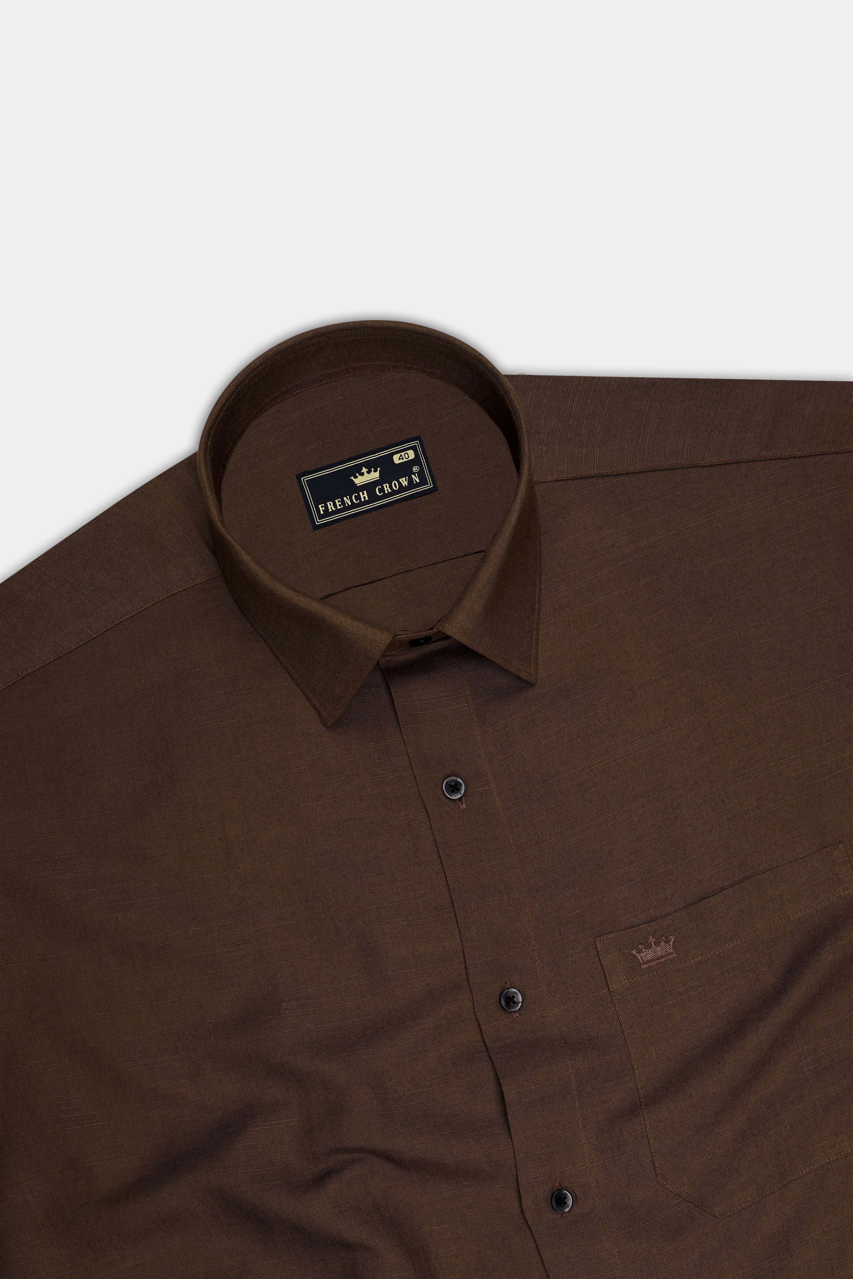 Sienna-Cork Brown Luxurious Linen Dress Shirt