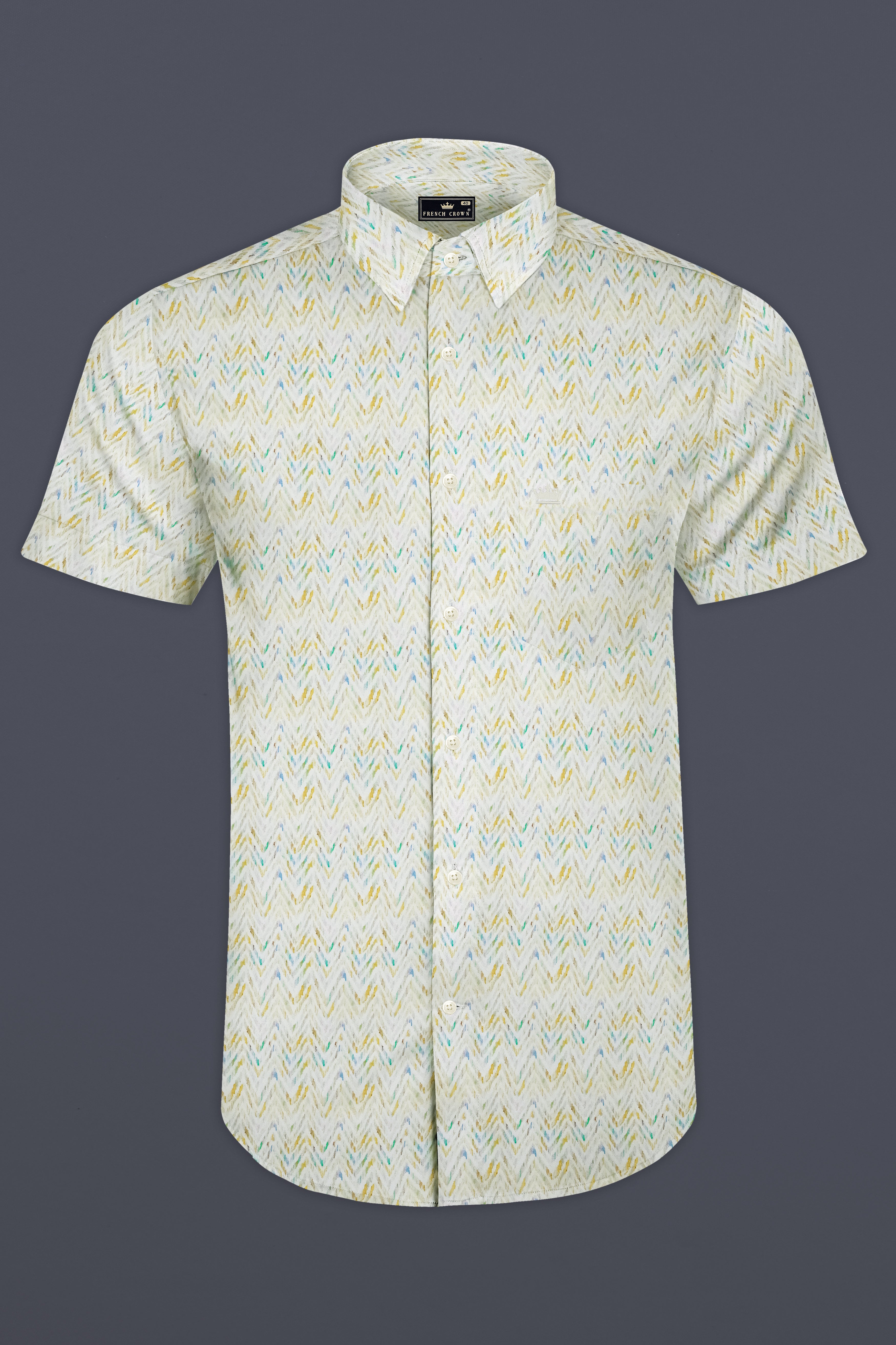 Verde-Moon Mist Green Ikat Printed Subtle Sheen Super Soft Premium Cotton Casual Shirt