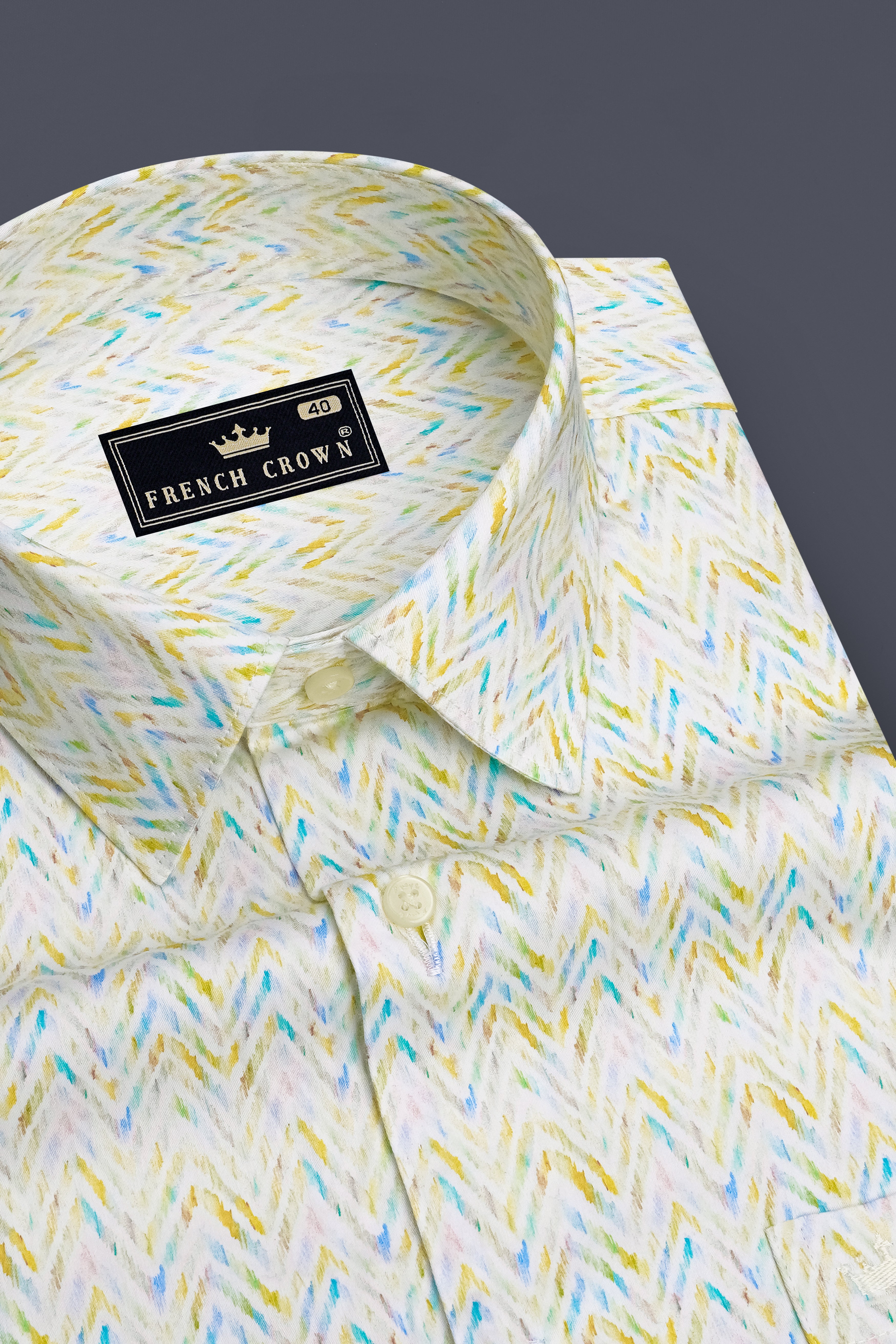 Verde-Moon Mist Green Ikat Printed Subtle Sheen Super Soft Premium Cotton Casual Shirt