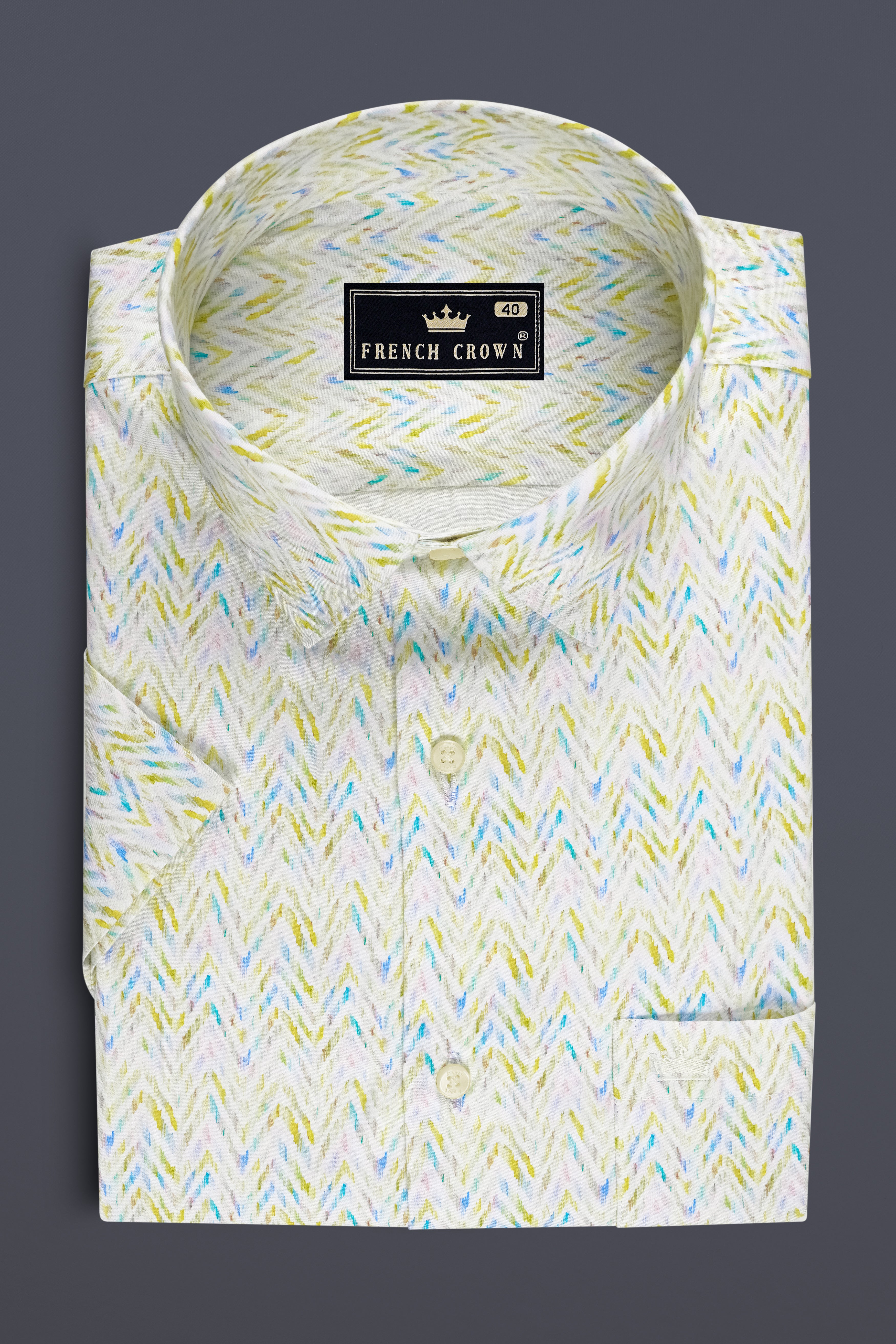Verde-Moon Mist Green Ikat Printed Subtle Sheen Super Soft Premium Cotton Casual Shirt