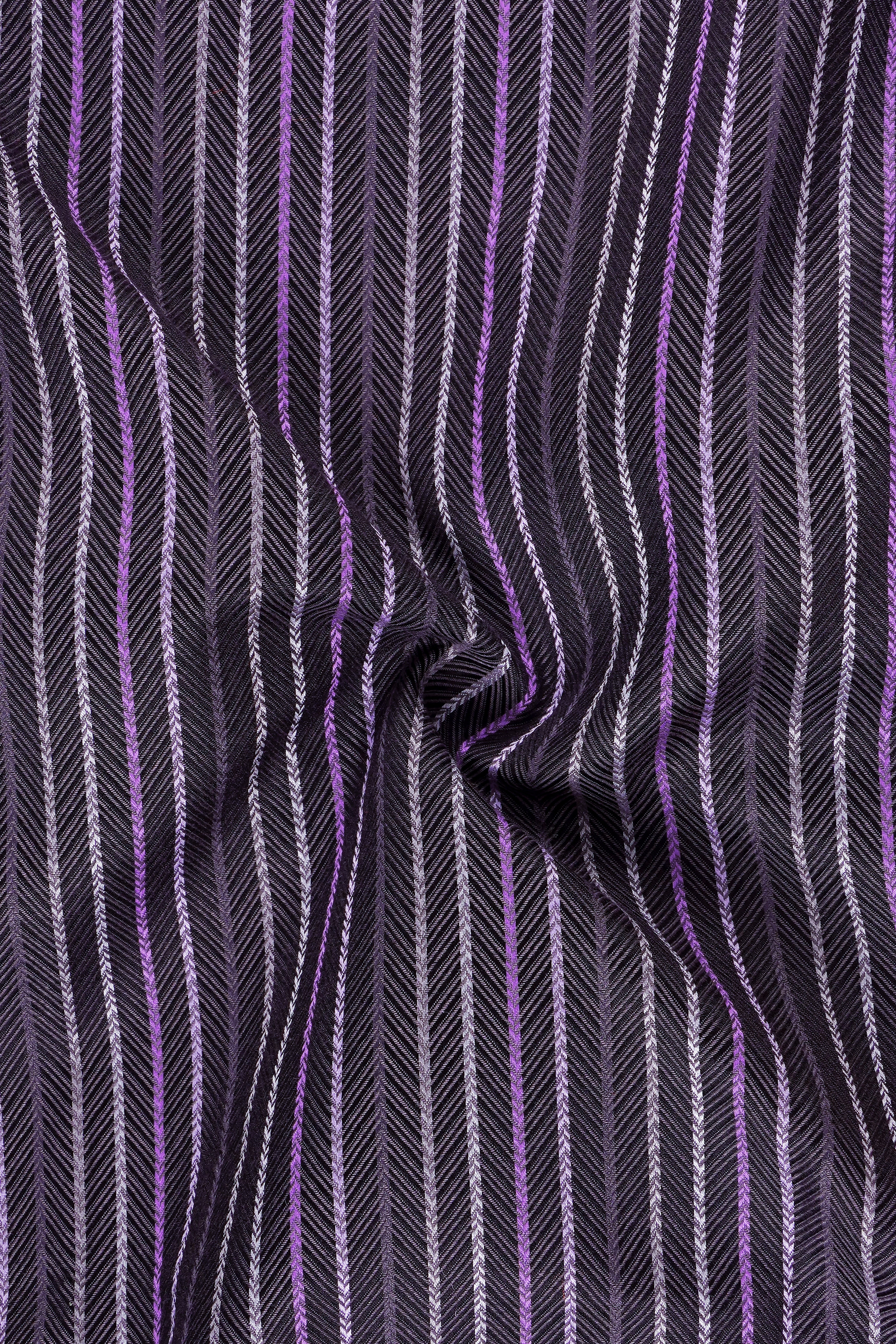 Majesty-Baltic Purple Herringbone Striped Dobby Premium Giza Cotton Dress Shirt