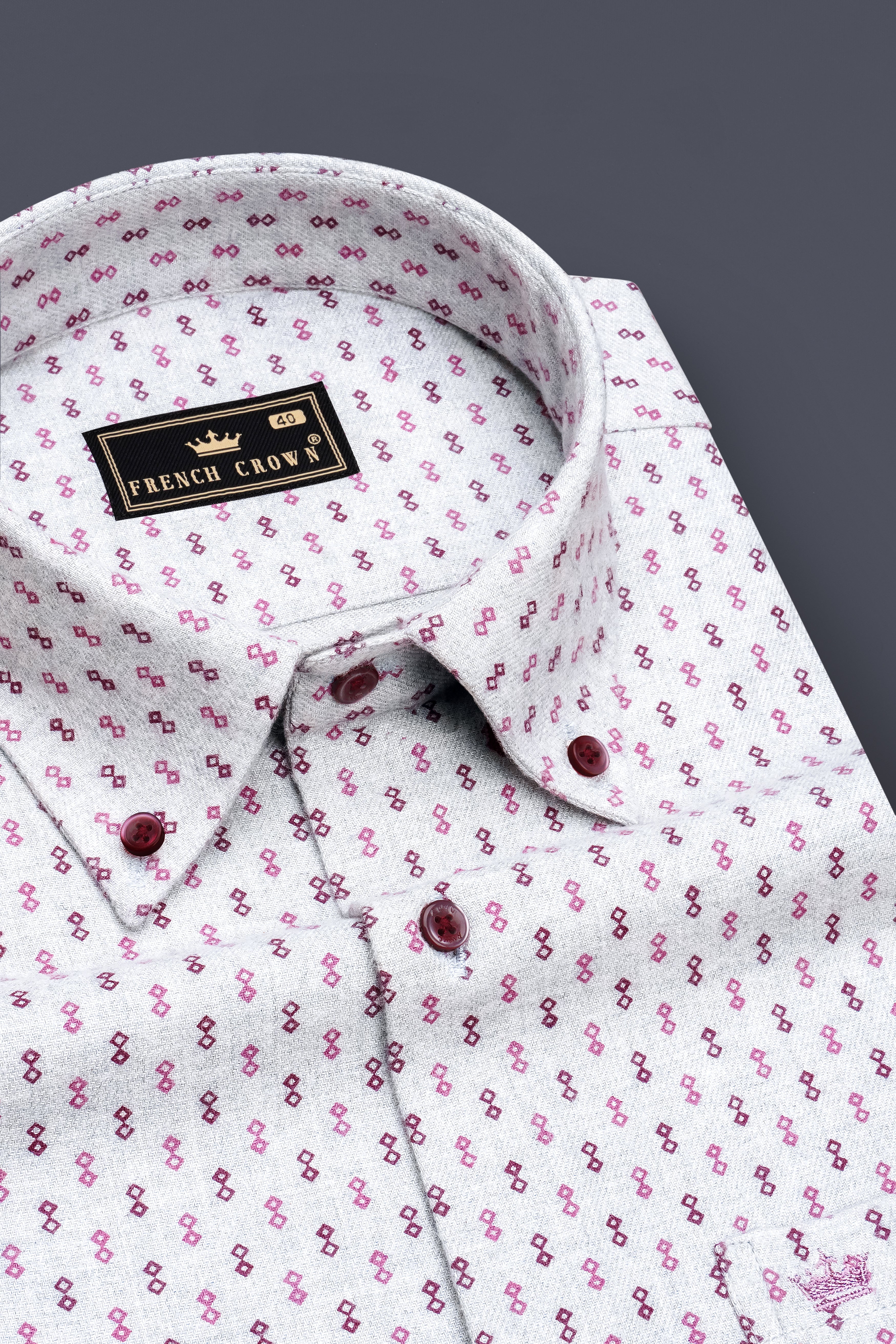 Slate-Mischka Gray Printed Flannel Premium Cotton Casual Shirt