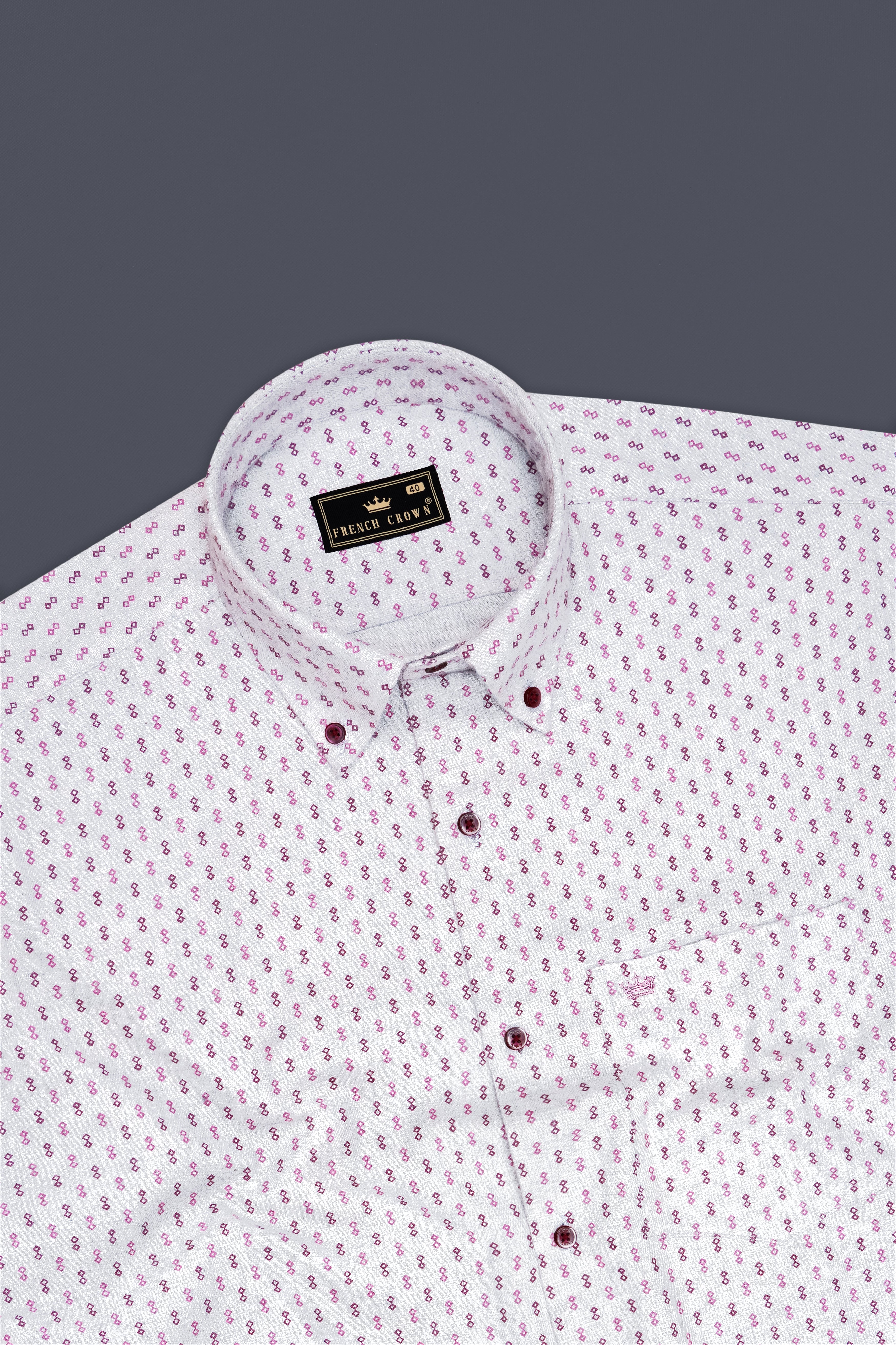 Slate-Mischka Gray Printed Flannel Premium Cotton Casual Shirt