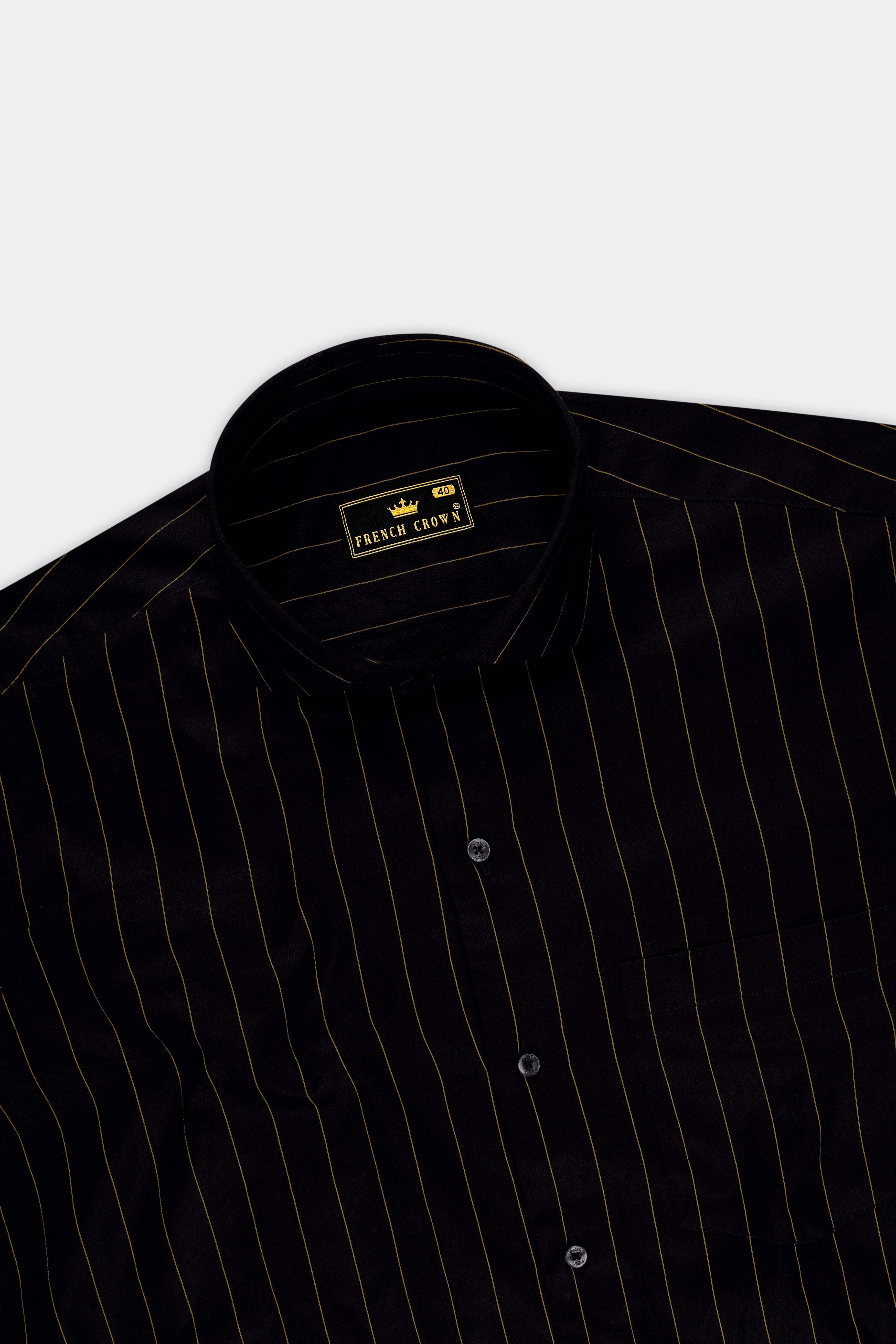 Lustre-Jade Black And Alpine Brown Pin Striped Subtle Sheen Super Soft Premium Cotton Dress Shirt