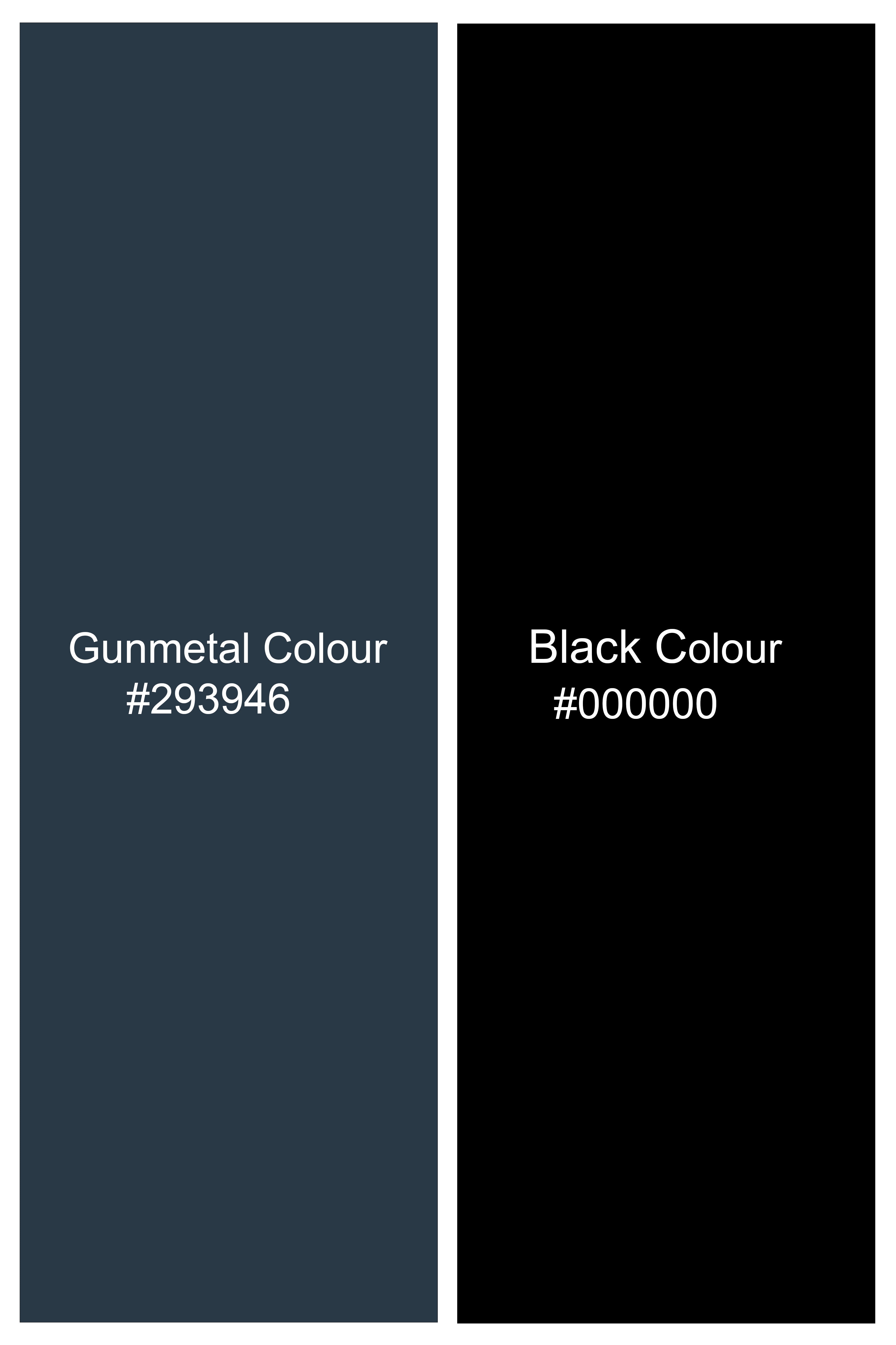 Noiris-Gunmetal Blue And Jade Black Printed Subtle Sheen Super Soft Premium Cotton Semi Formal Shirt
