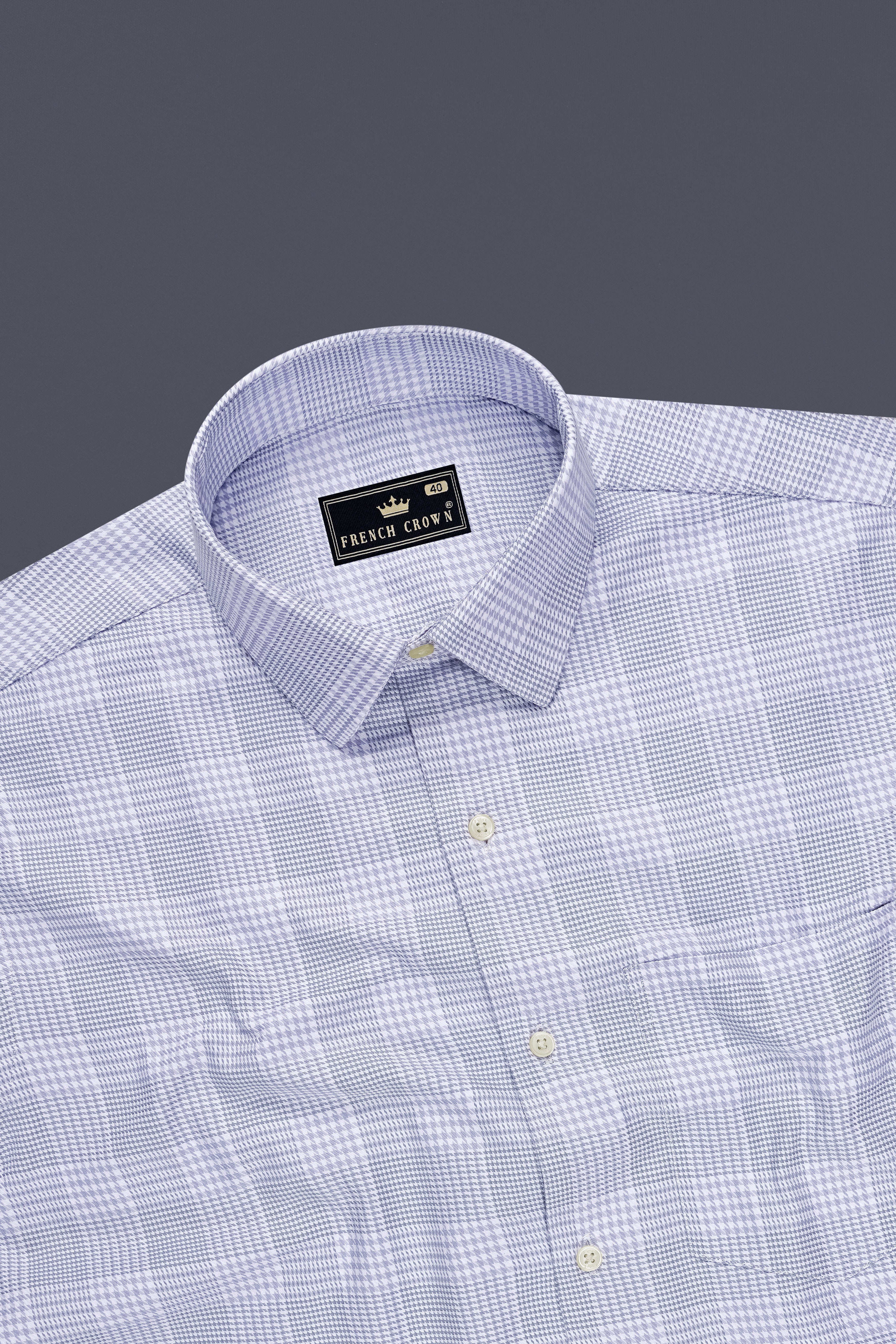 Haven-Periwinkle Gray Plaid Dobby Premium Giza Cotton Dress Shirt
