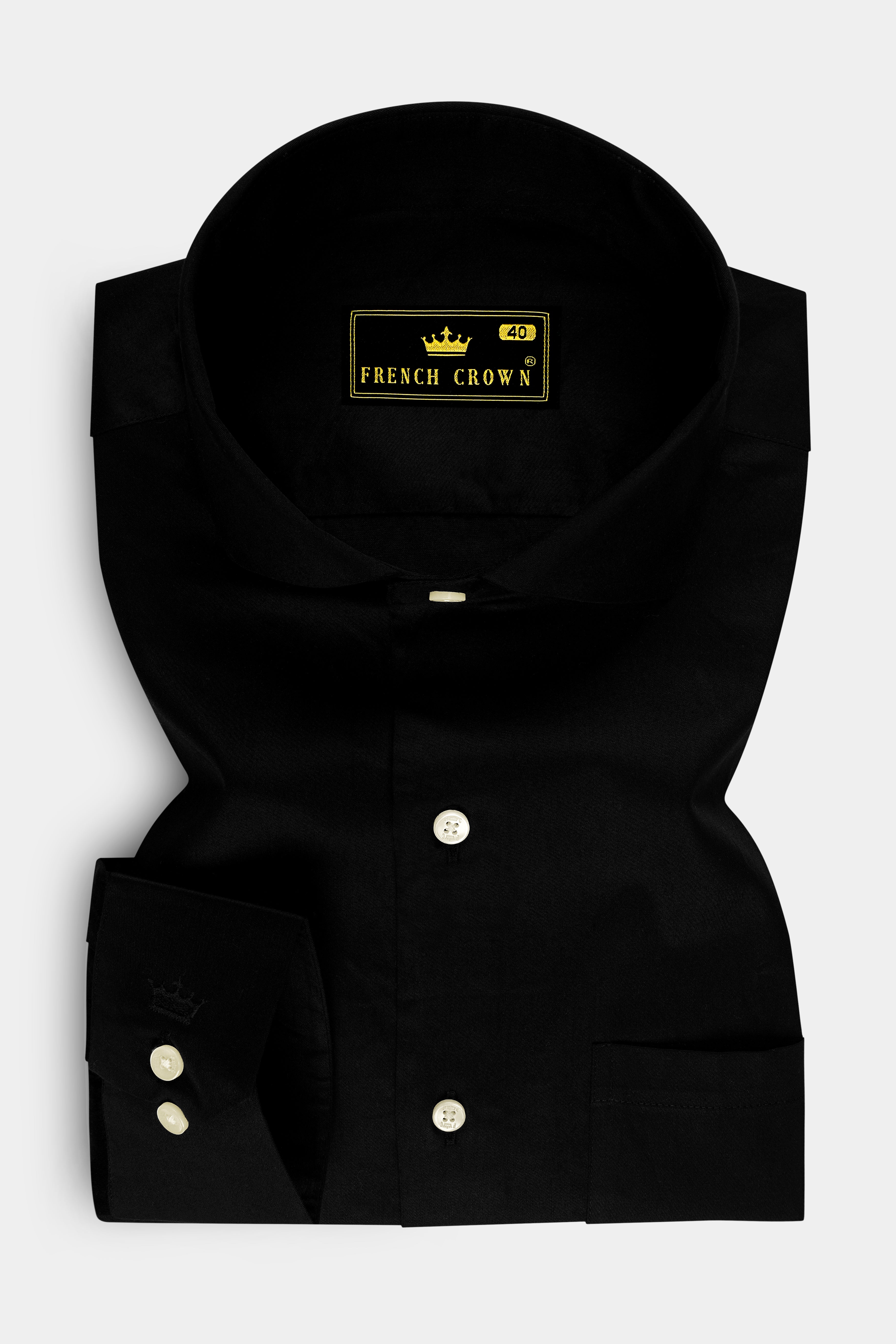 Obsidian-Jade Black Subtle Sheen Super Soft Premium Cotton Cut Away Dress Shirt