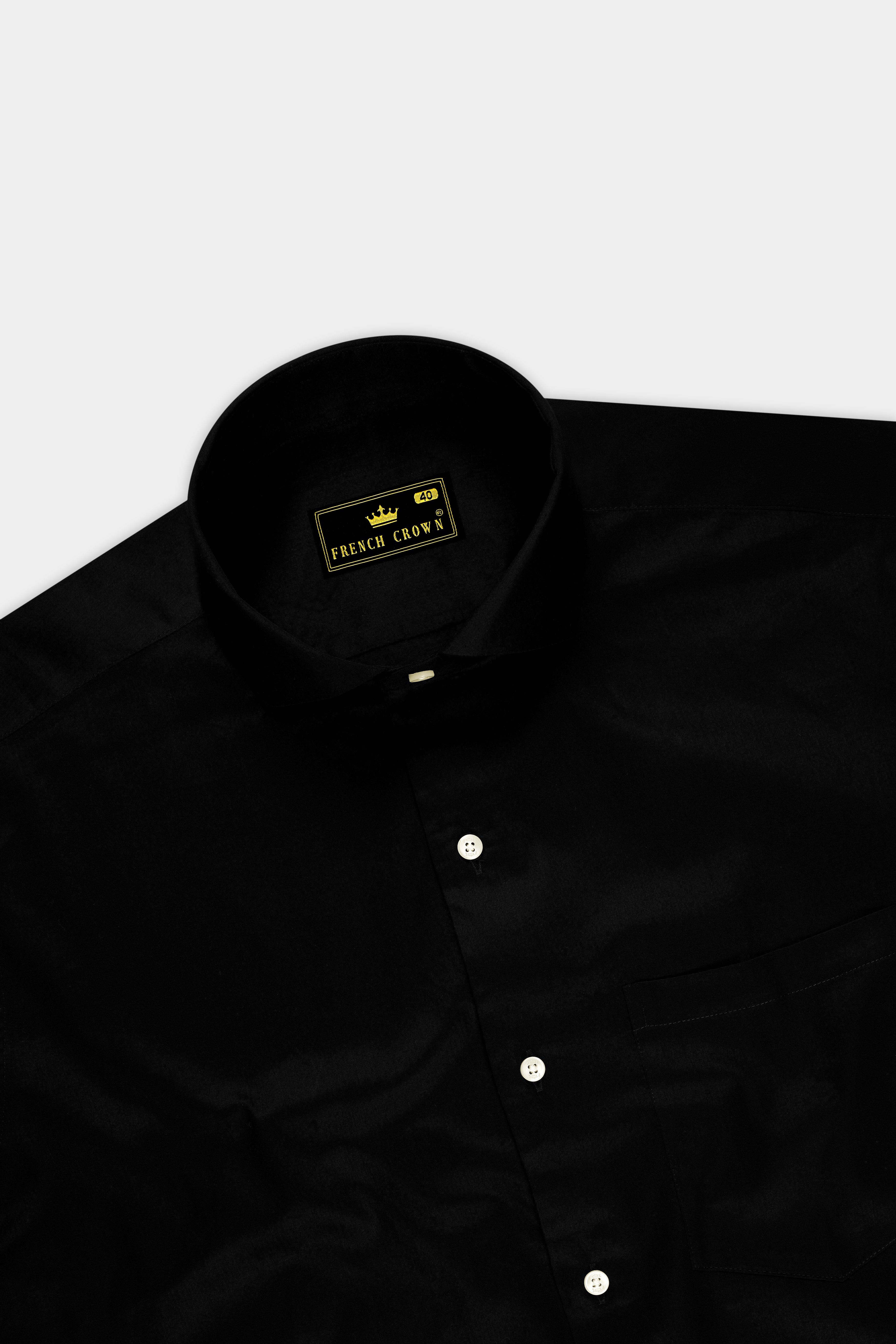 Obsidian-Jade Black Subtle Sheen Super Soft Premium Cotton Cut Away Dress Shirt