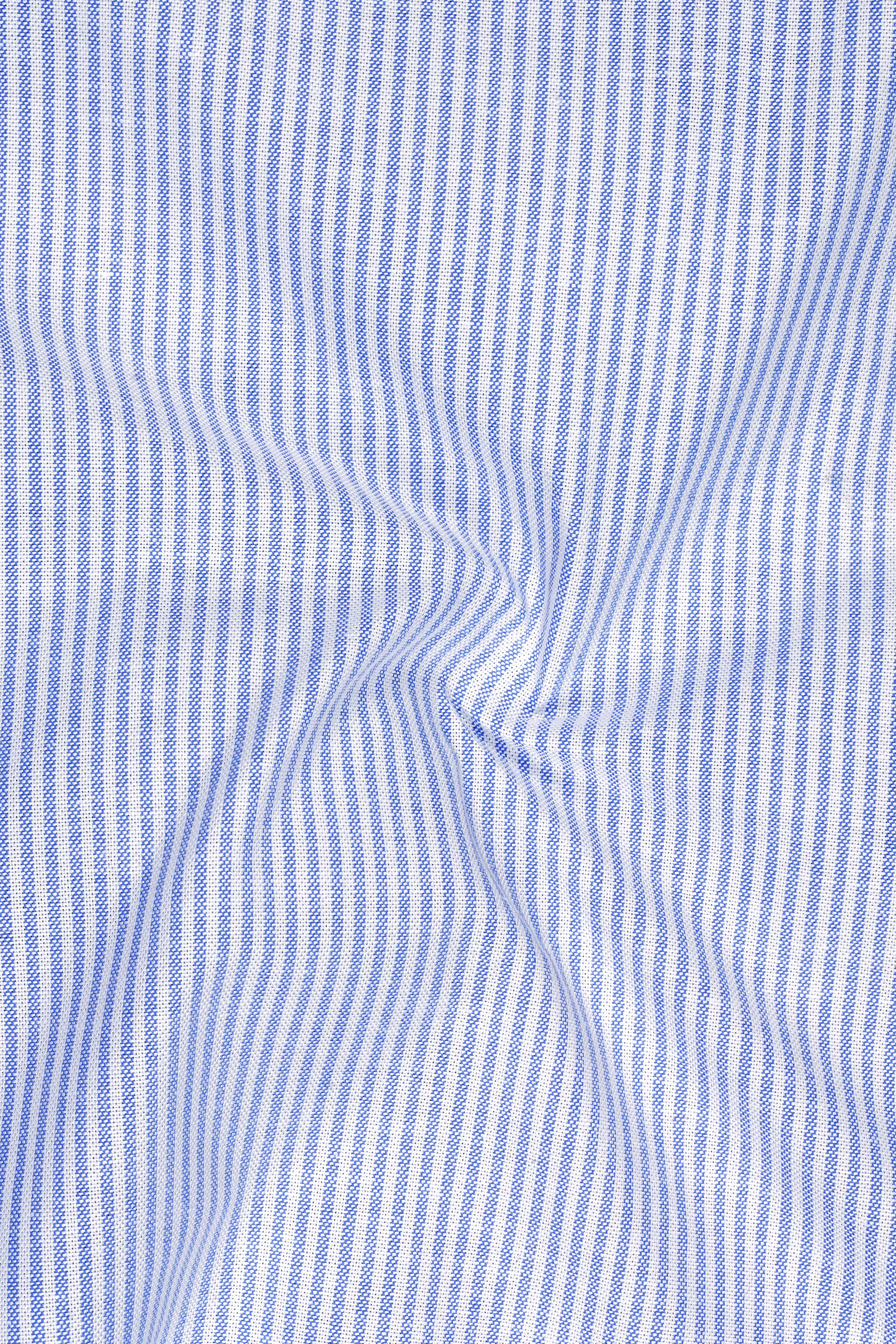 Crest-Cornflower Blue And Bright White Striped Oxford Premium Cotton Dress Shirt