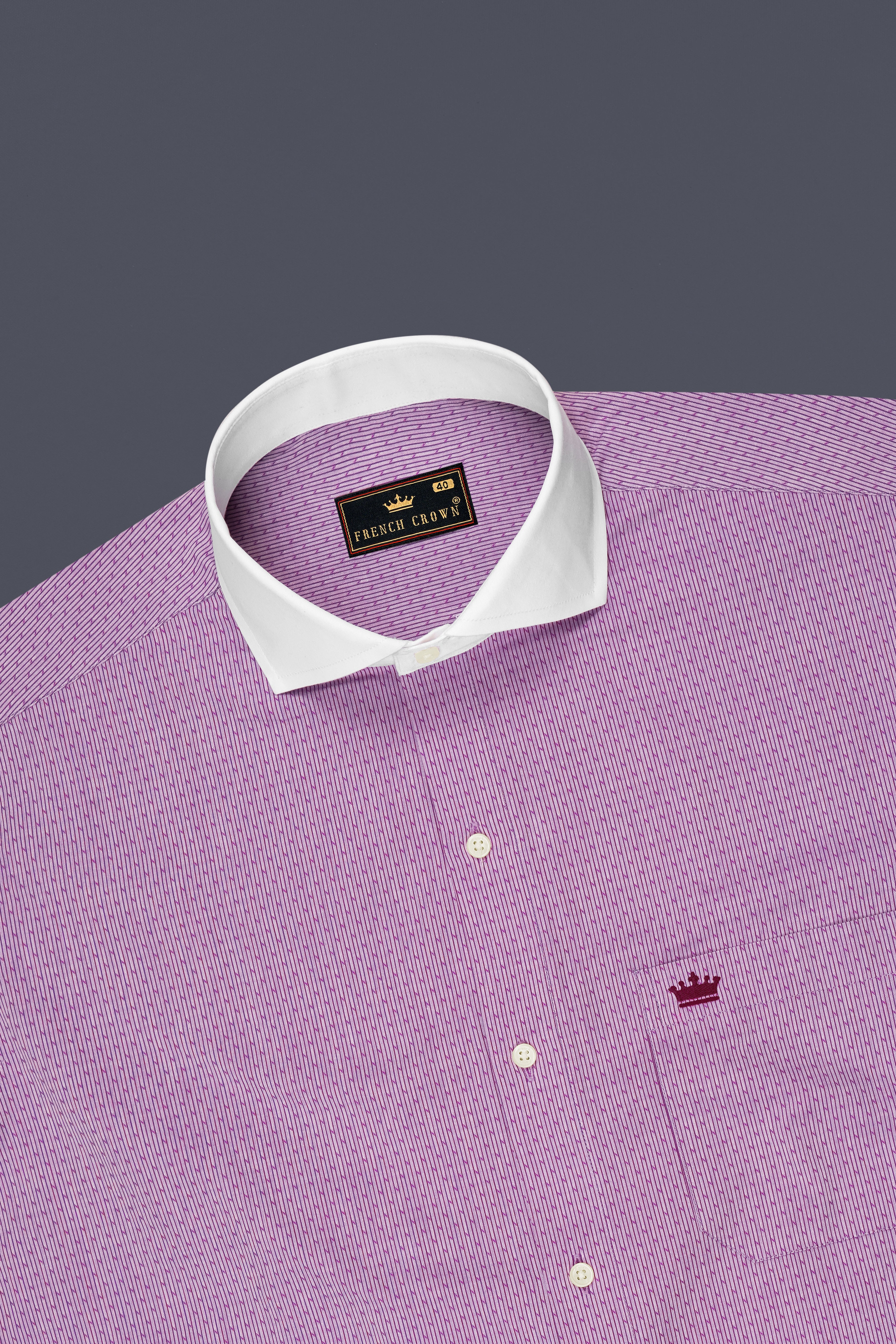 Flair-Fandango Pink Printed Dobby Premium Giza Cotton Dress Shirt