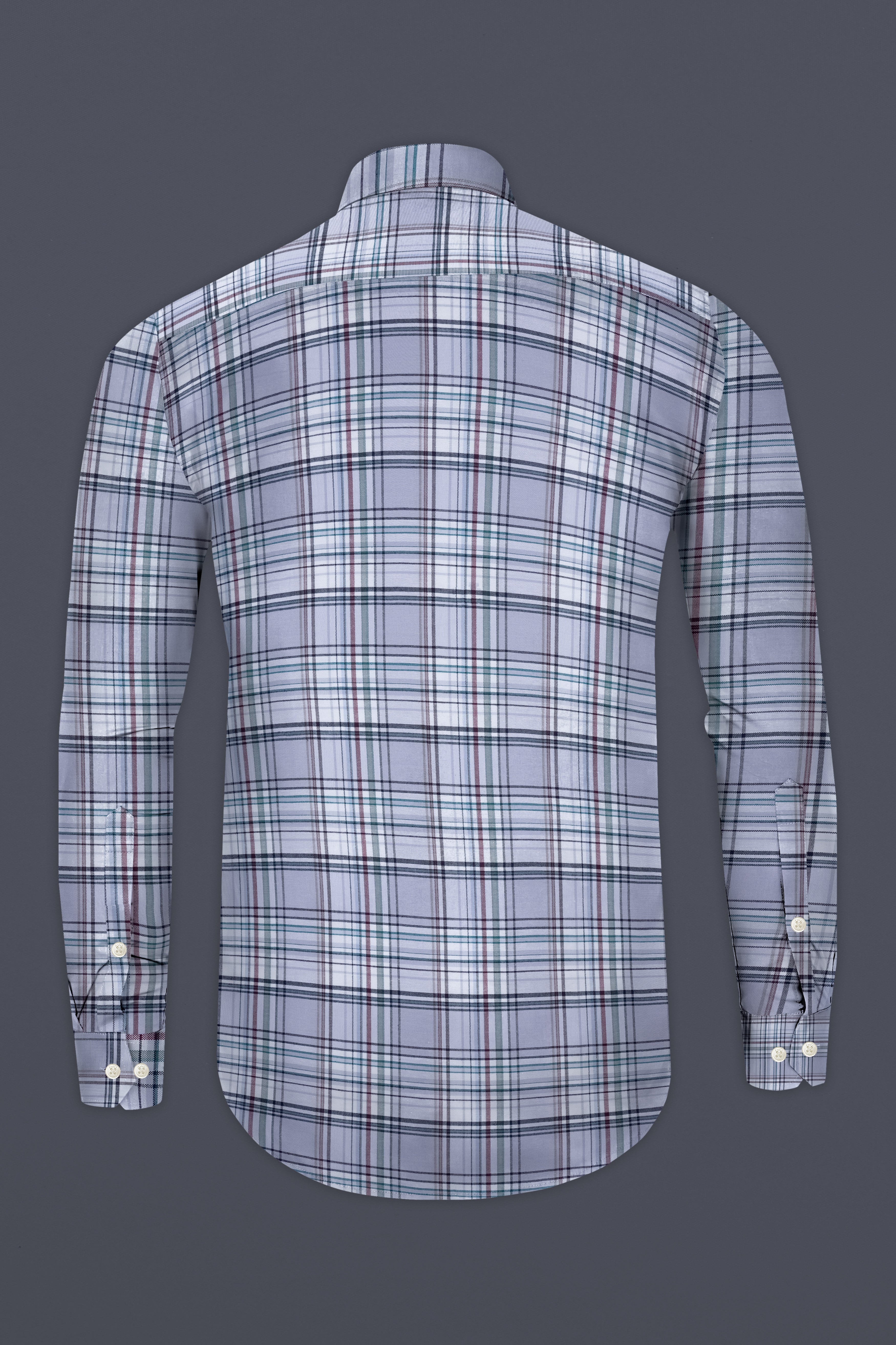 Slate-Rock Blue And Mobster Gray Plaid Oxford Premium Cotton Designer Casual Shirt