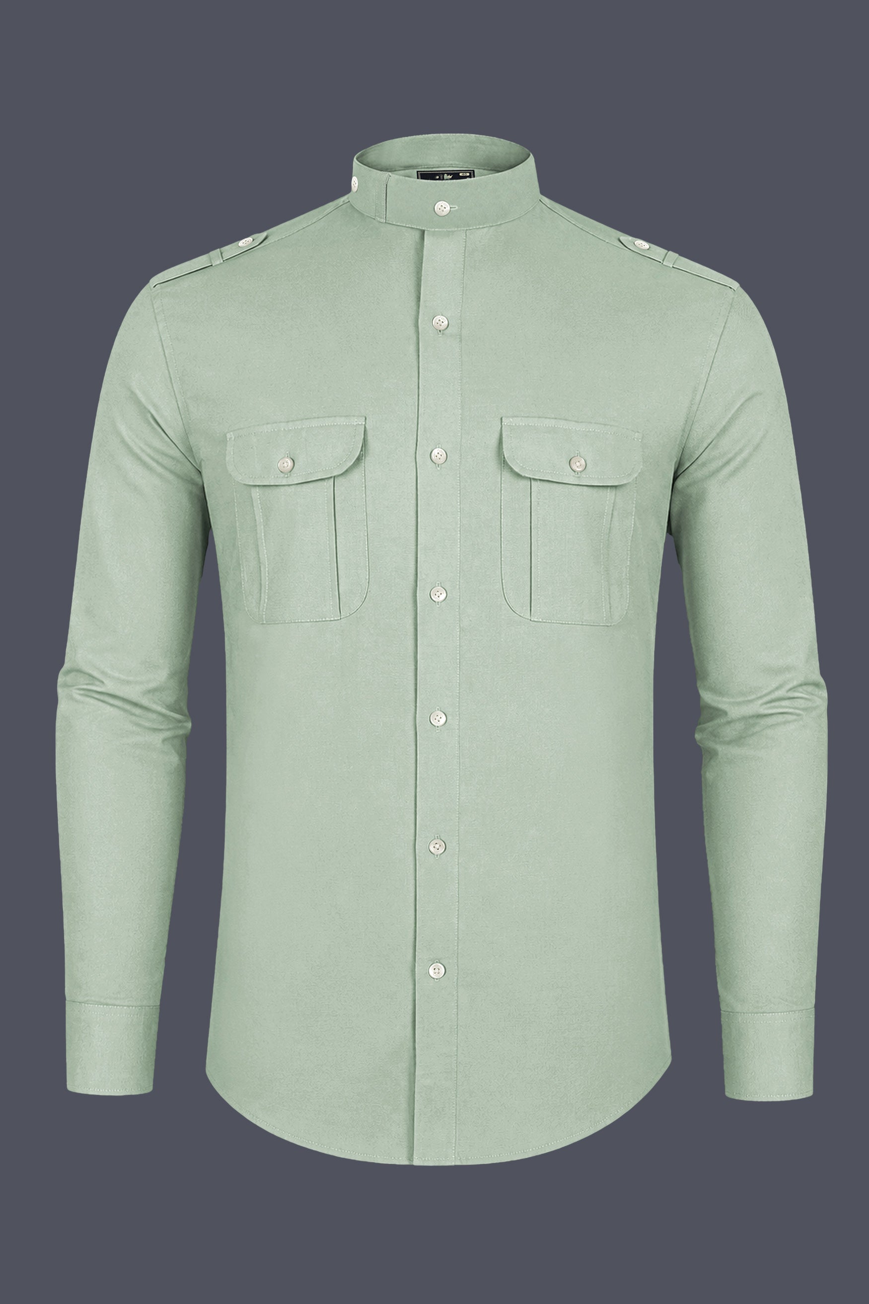 Terra-Clay Ash Green Luxurious Linen Designer Casual Shirt
