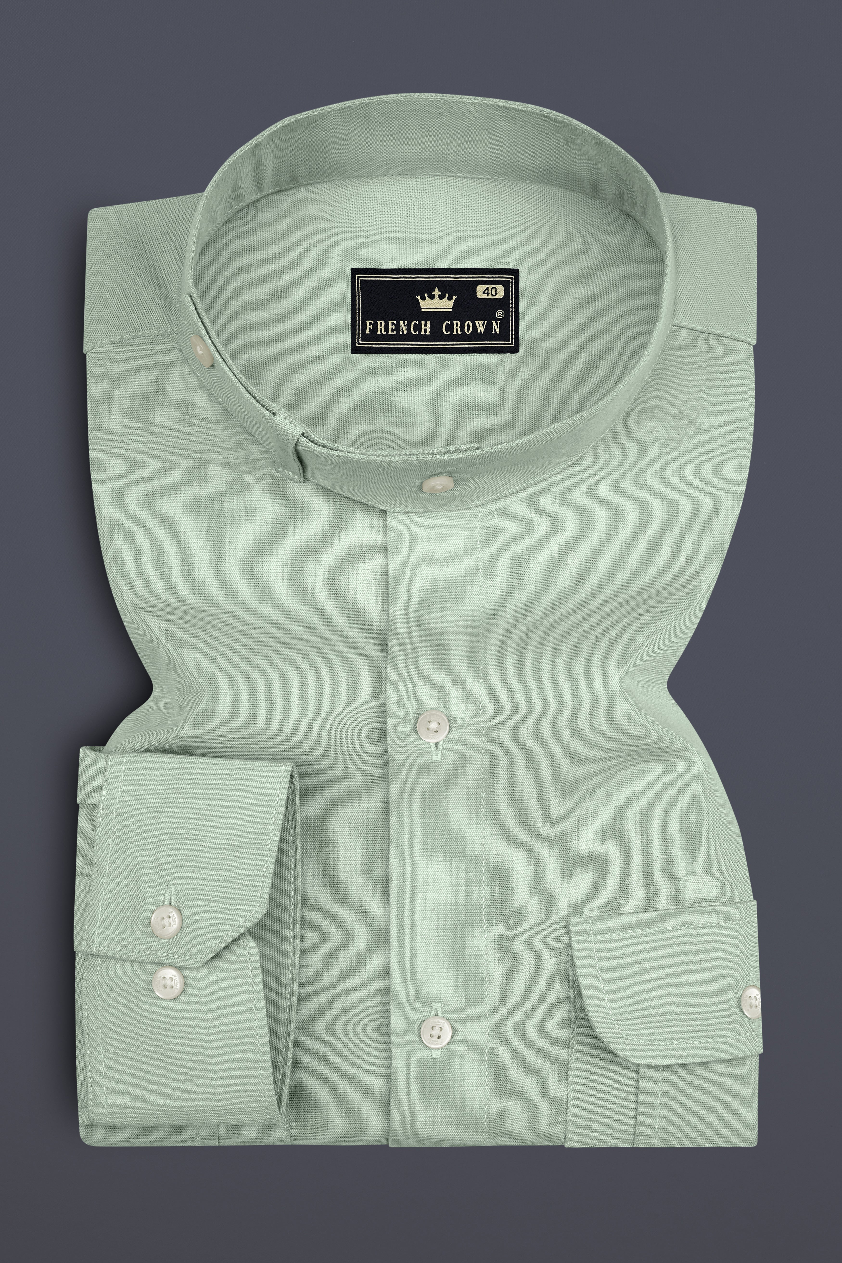 Terra-Clay Ash Green Luxurious Linen Designer Casual Shirt