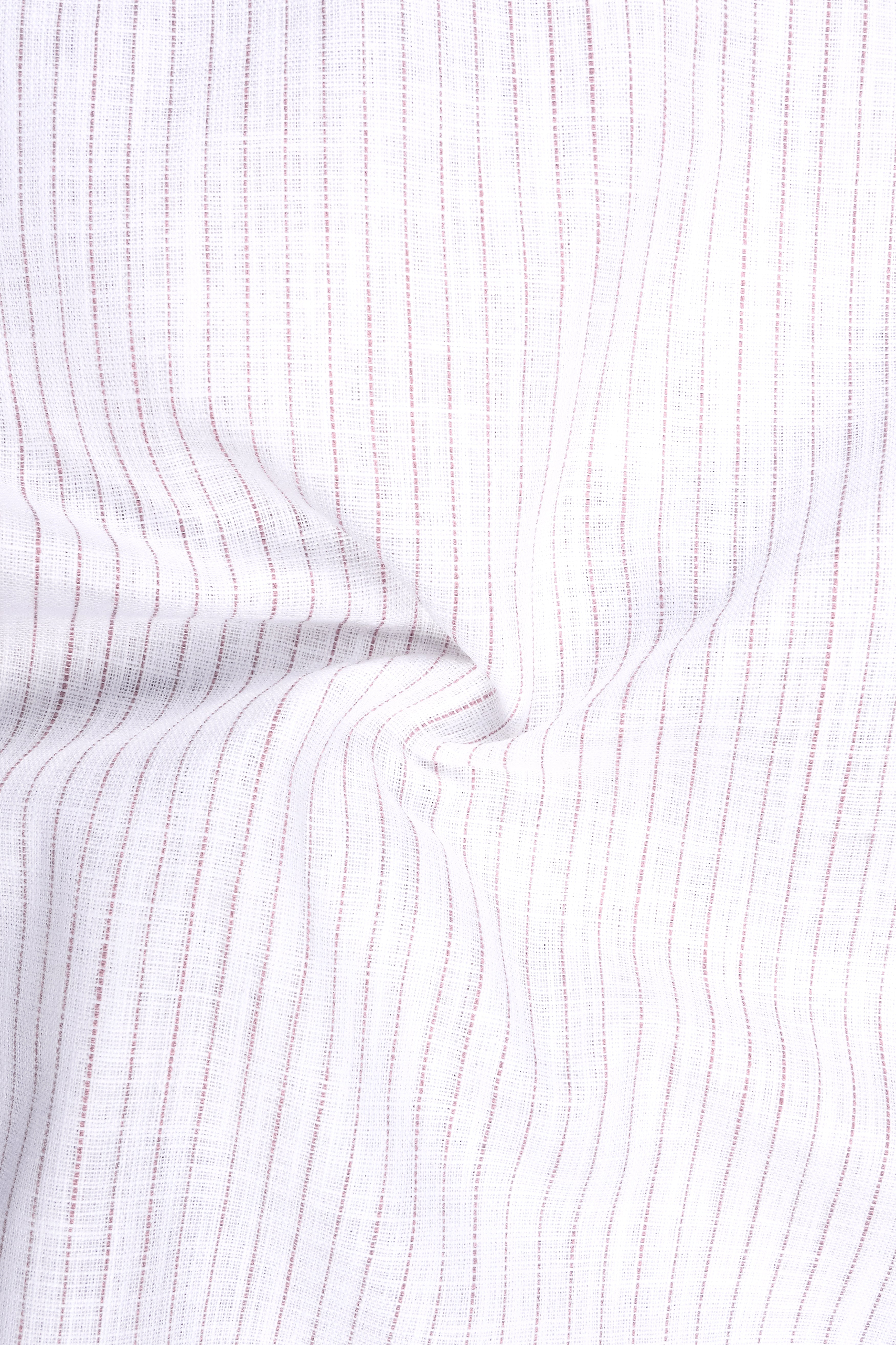 Zephyr-Bright White And Wisteria Pink Pin Striped Luxurious Linen Dress Shirt