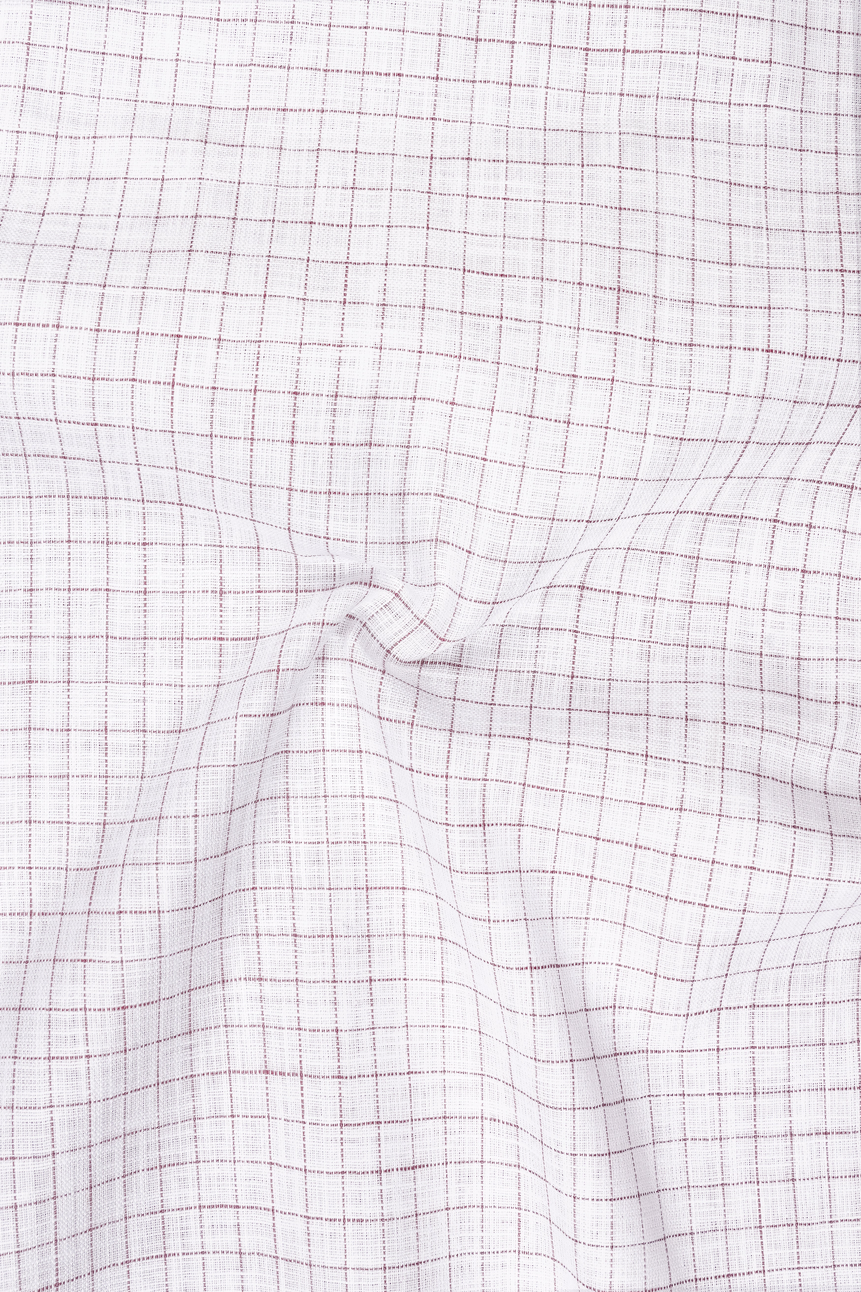 Eminence-Bright White And Nobel Pink Windowpane Luxurious Linen Dress Shirt