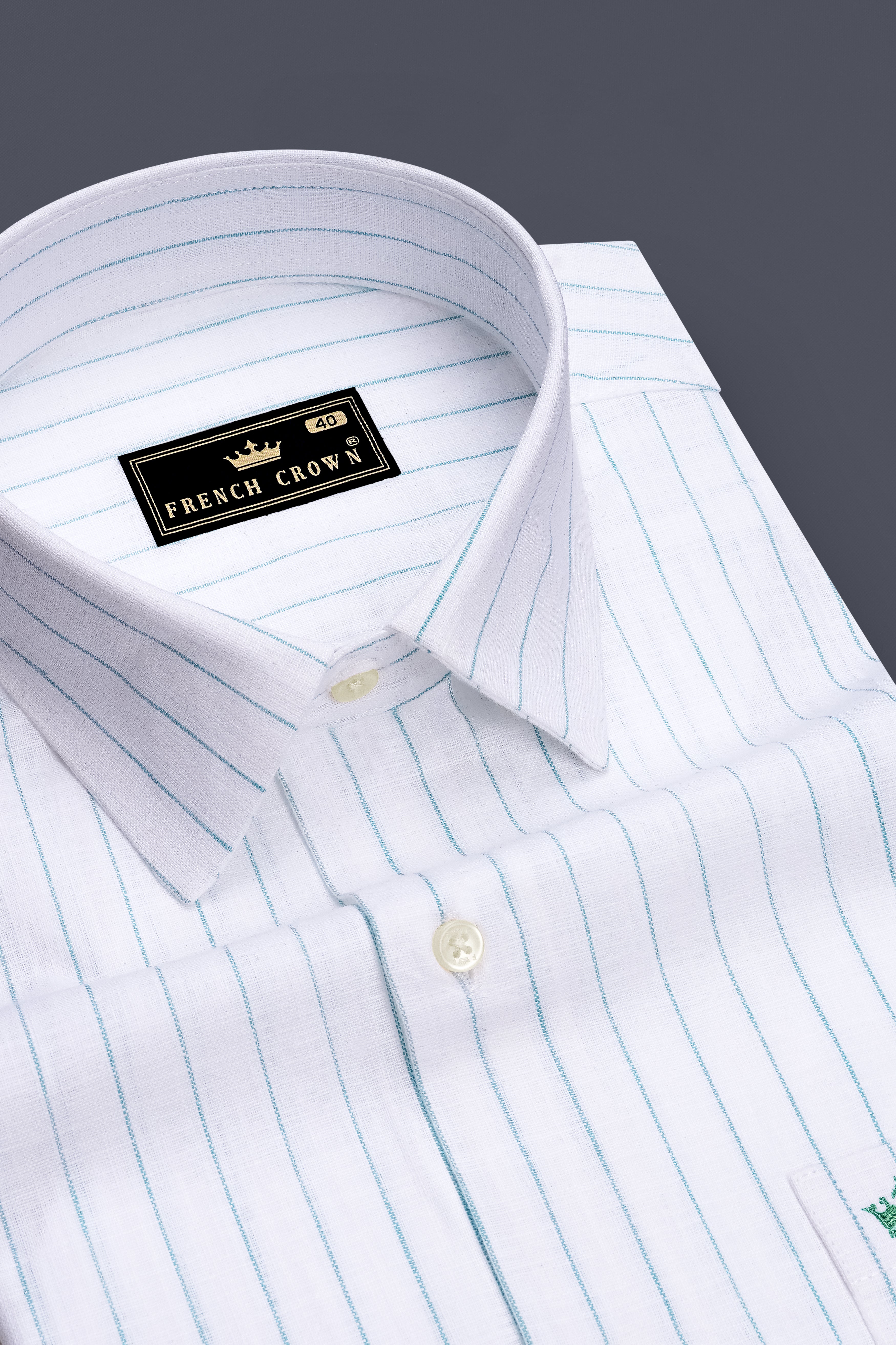 Mariner-Bright White And Neptune Blue Pin Striped Luxurious Linen Dress Shirt
