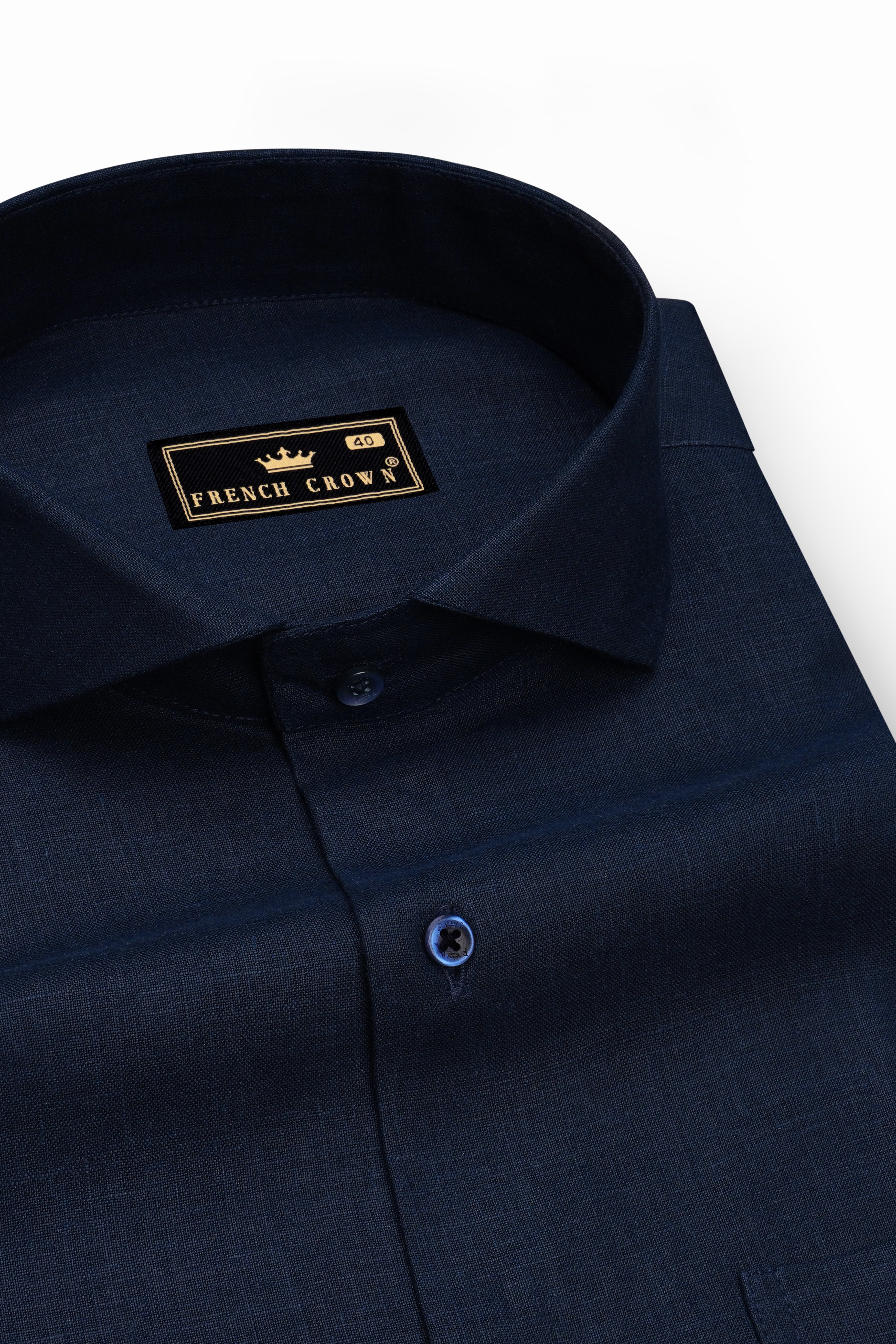 Boreal-Vulcan Blue Luxurious Linen Dress Shirt
