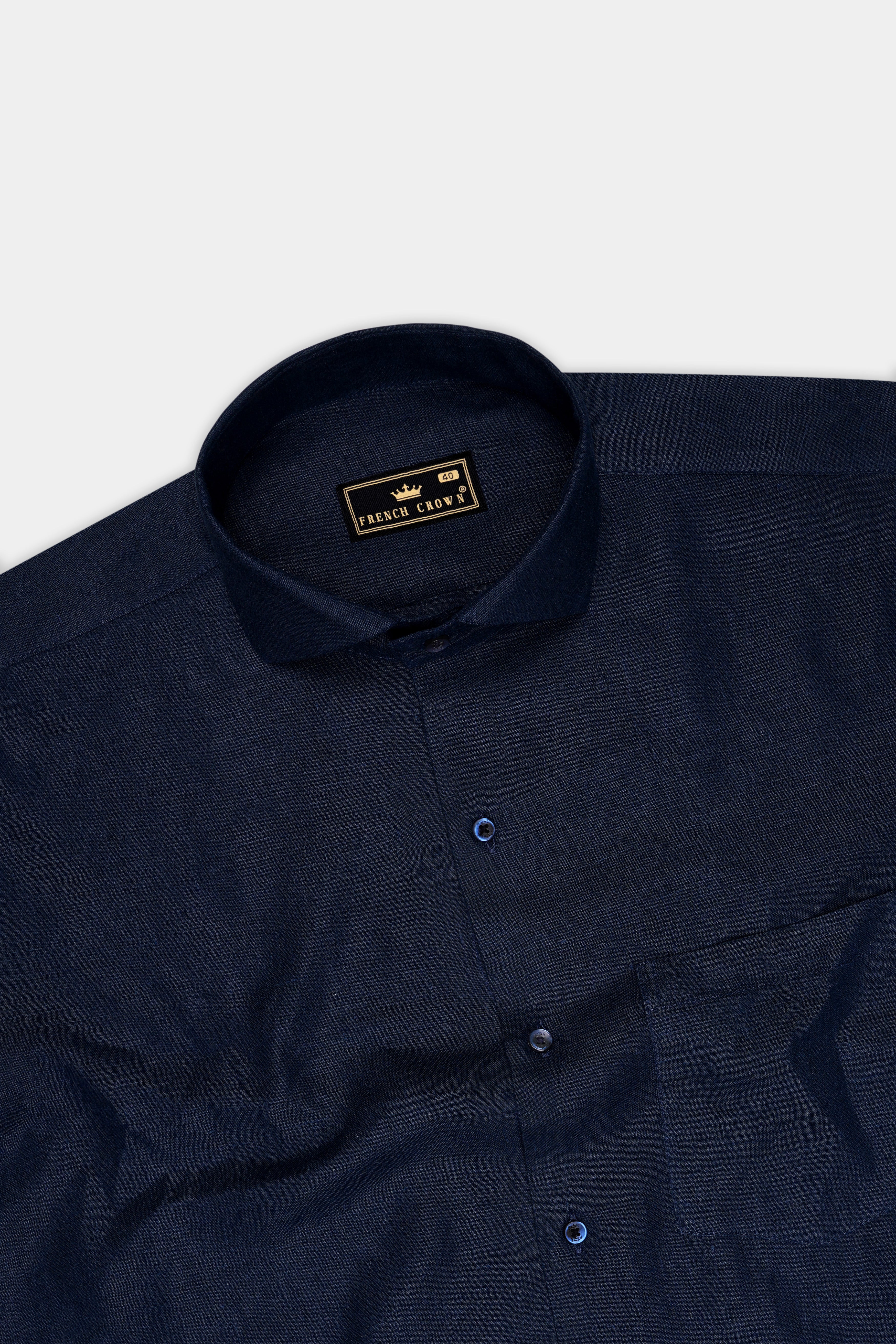 Boreal-Vulcan Blue Luxurious Linen Dress Shirt