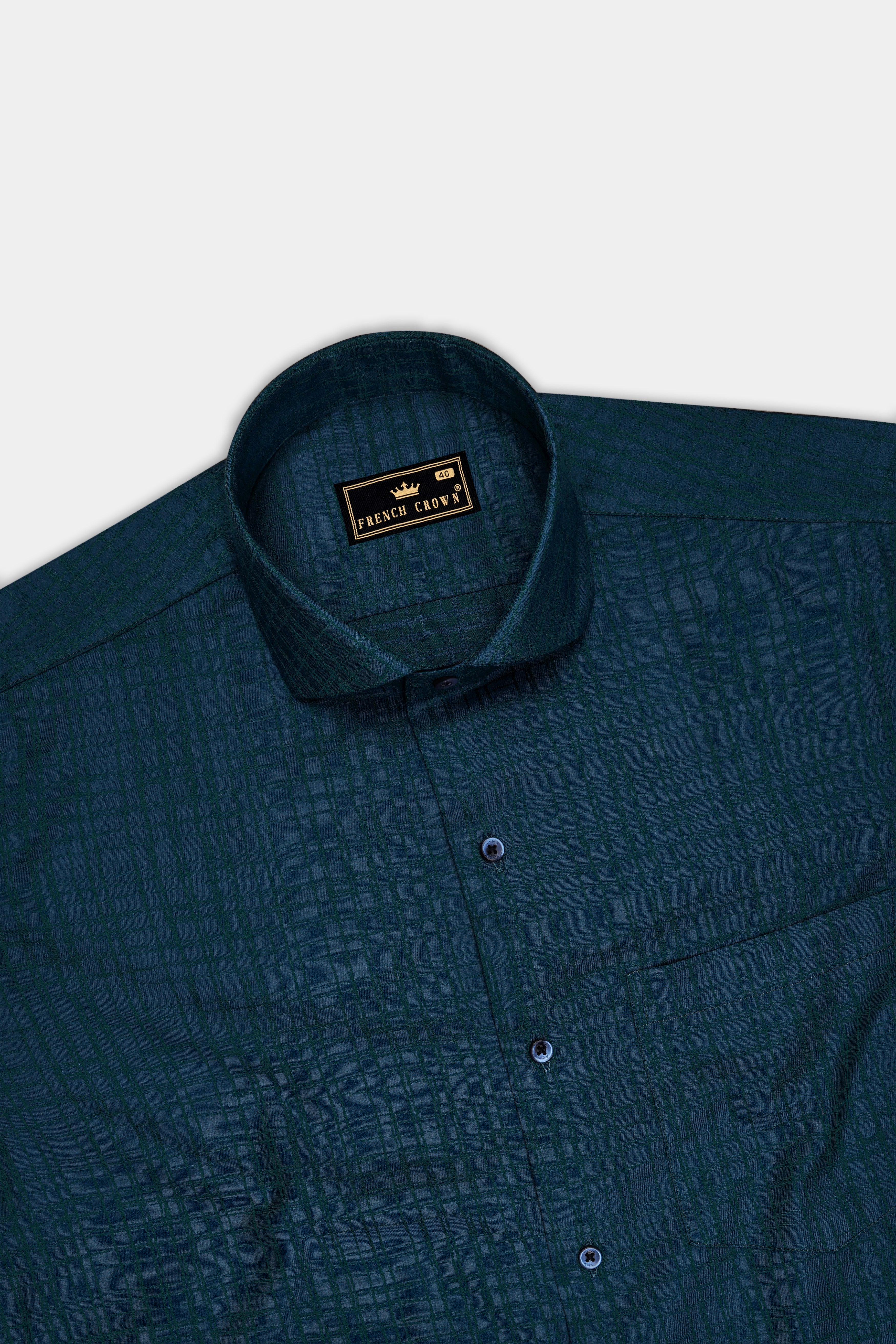 Noctis-Firefly Blue Jacquard Textured Premium Cotton Dress Shirt