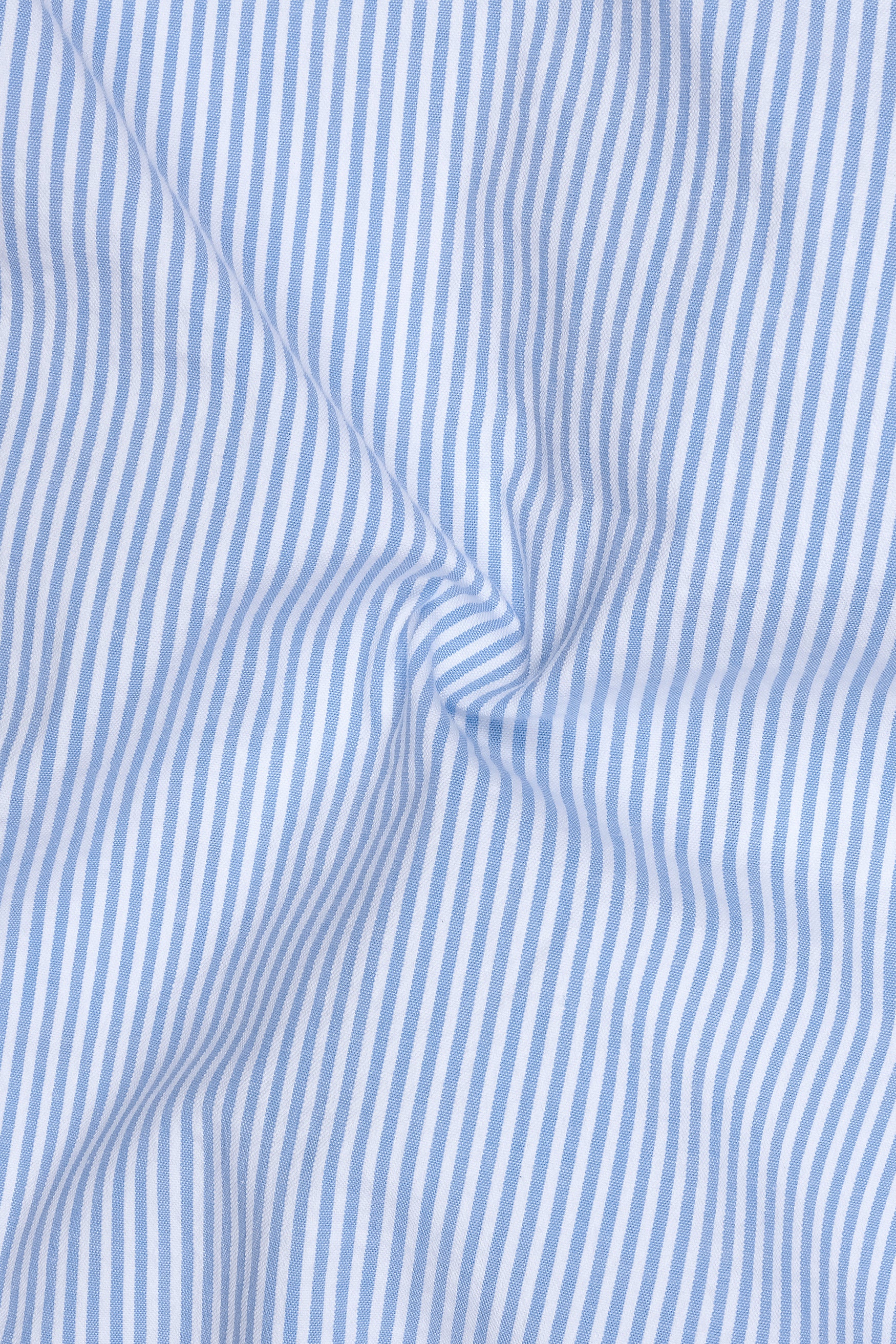Drift-Wedgewood Blue And Bright White Striped Super Soft Seersucker Giza Cotton Semi Formal Shirt