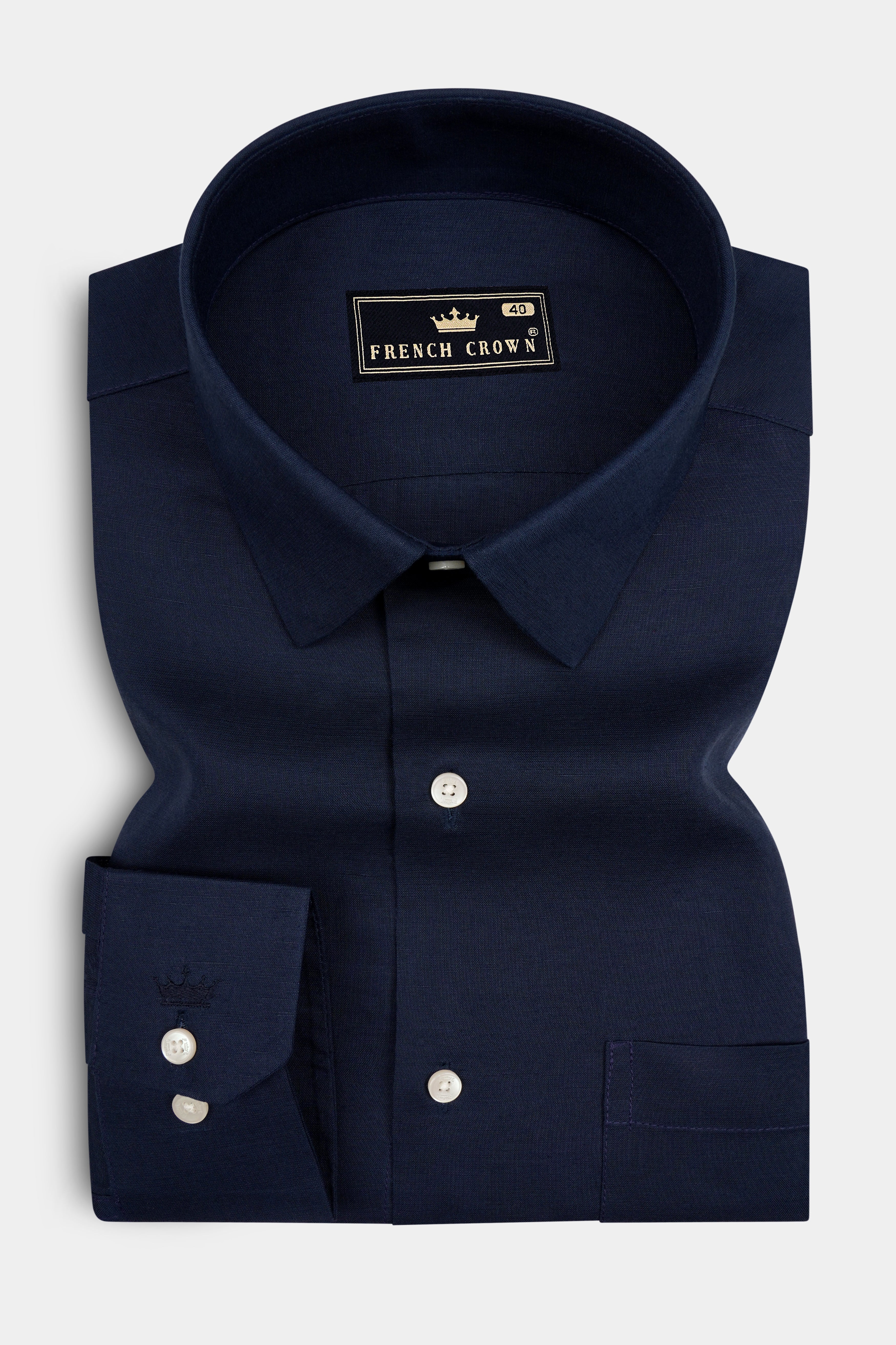 Noctis-Cinder Blue Luxurious Linen Dress Shirt