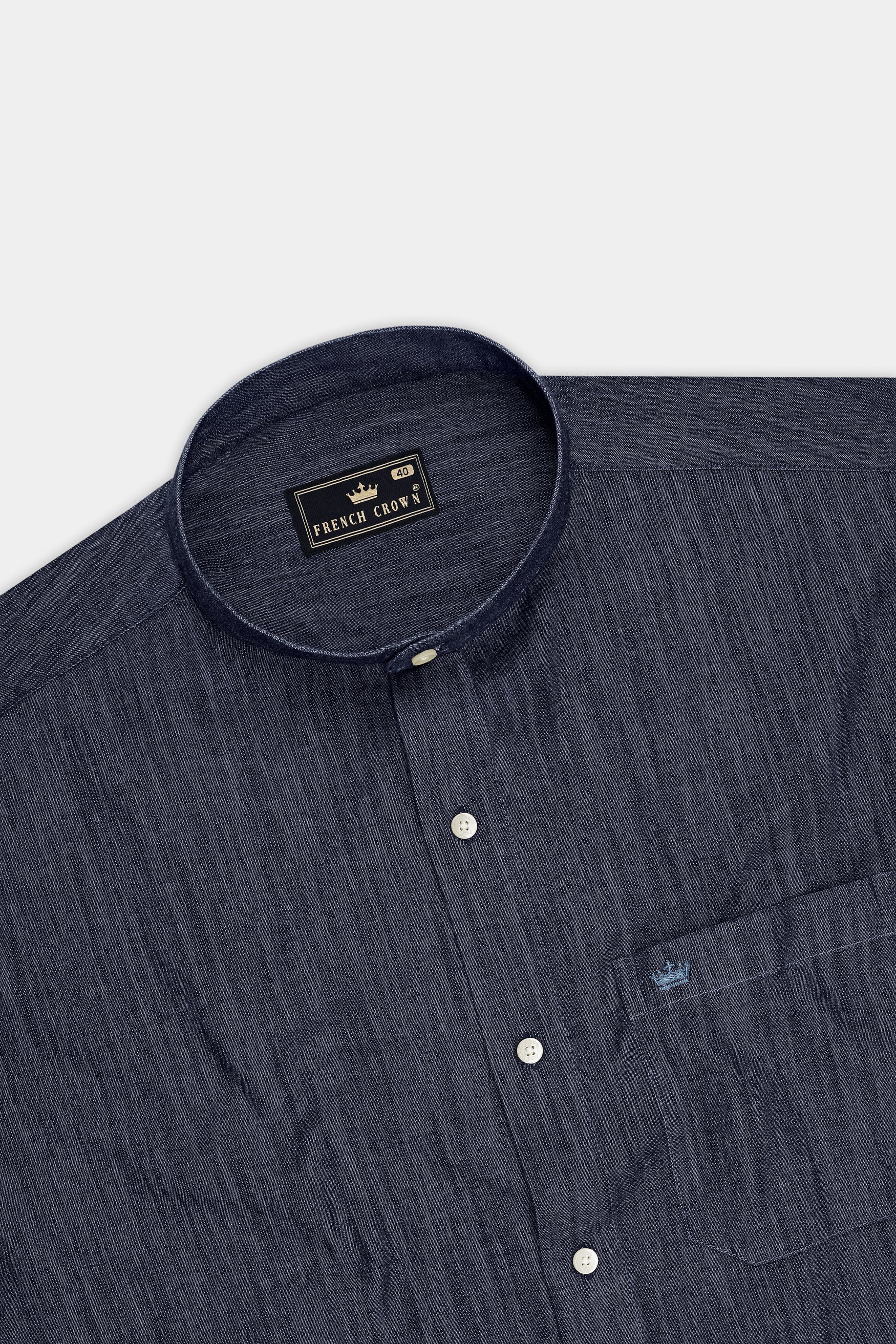 Terrain-Cedar Gray Textured Premium Denim Casual Shirt