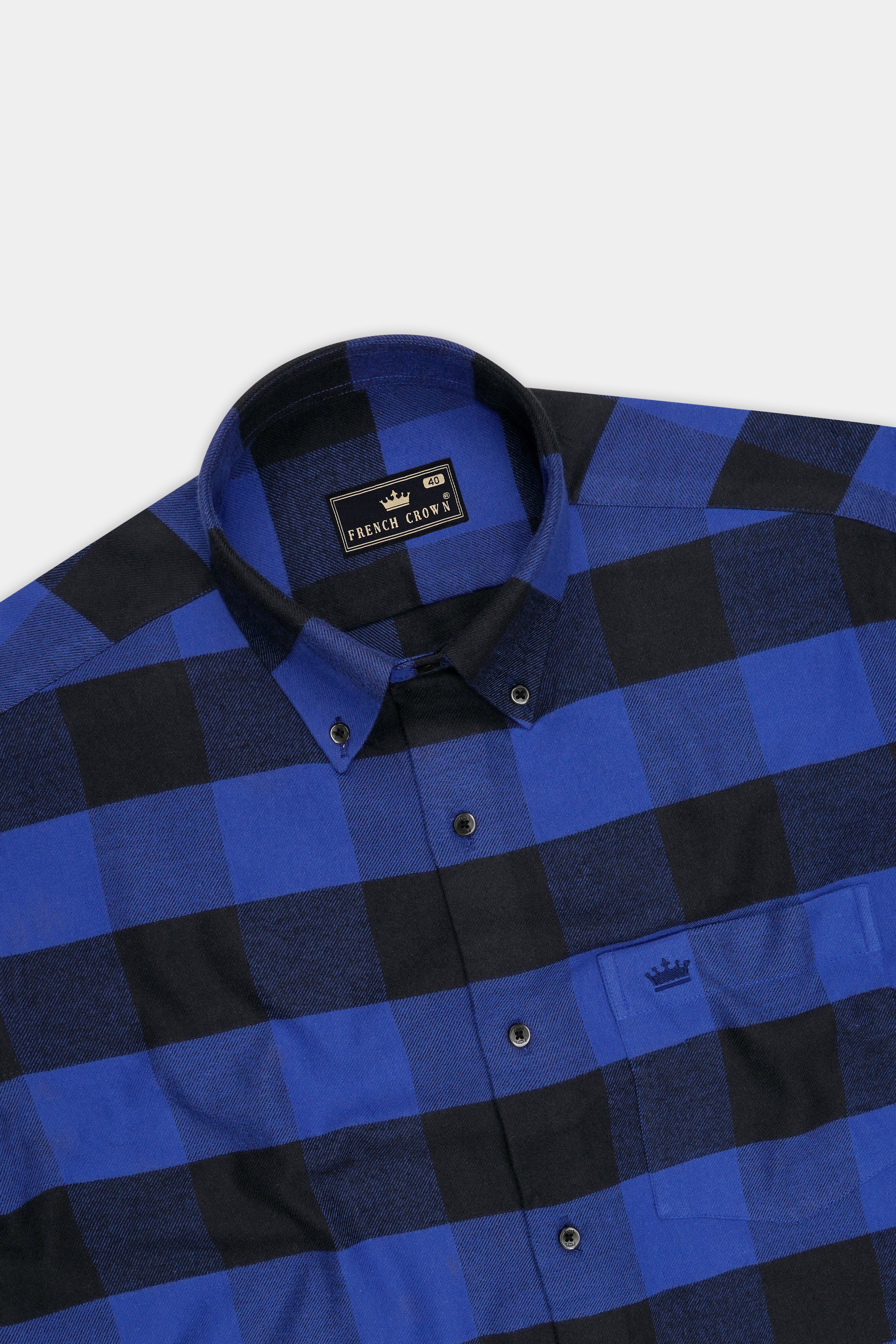 Frontier-Congress Blue And Jade Black Plaid Flannel Premium Cotton Casual Shirt