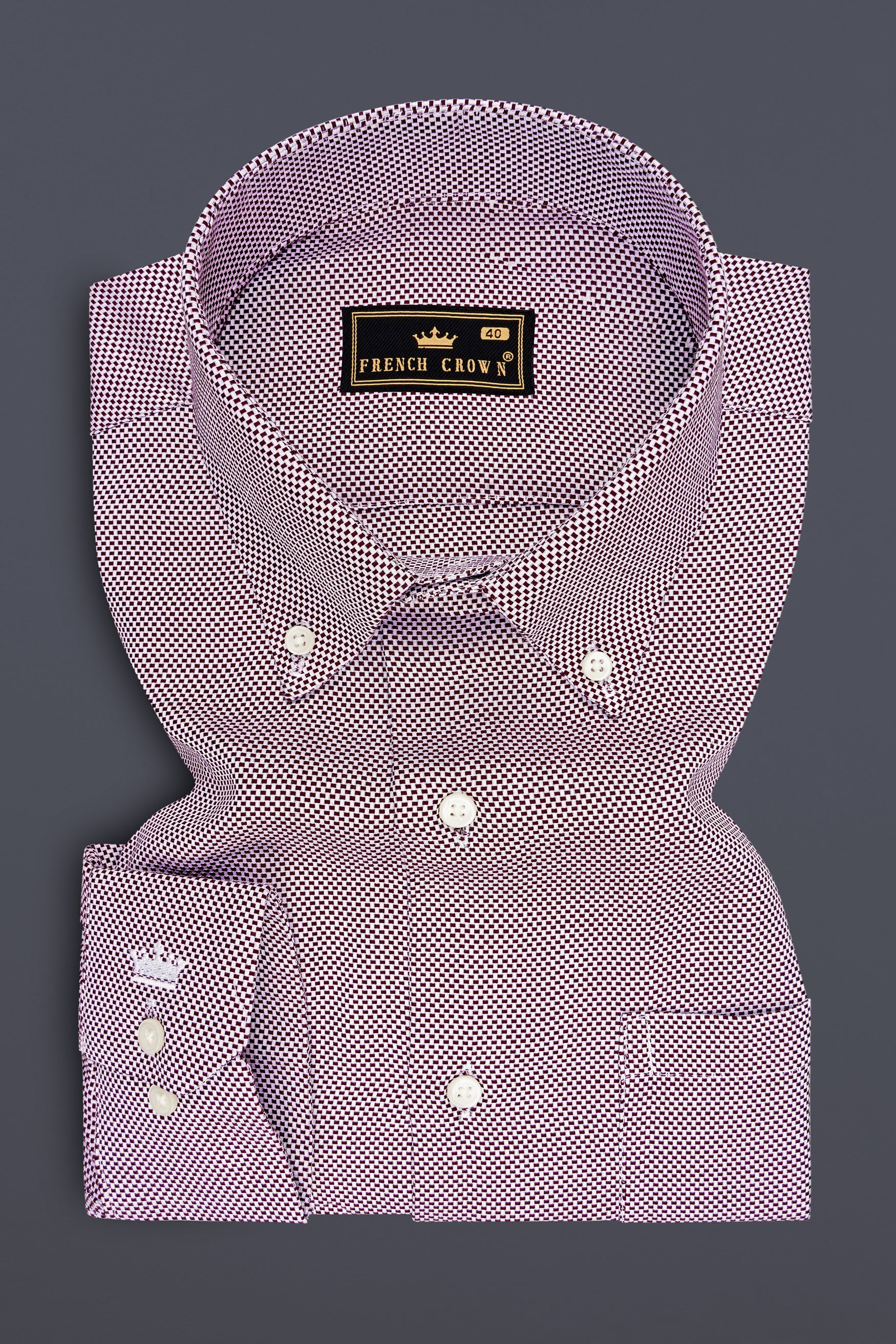 Merlot-Martini Maroon Dobby Textured Premium Giza Cotton Dress Shirt
